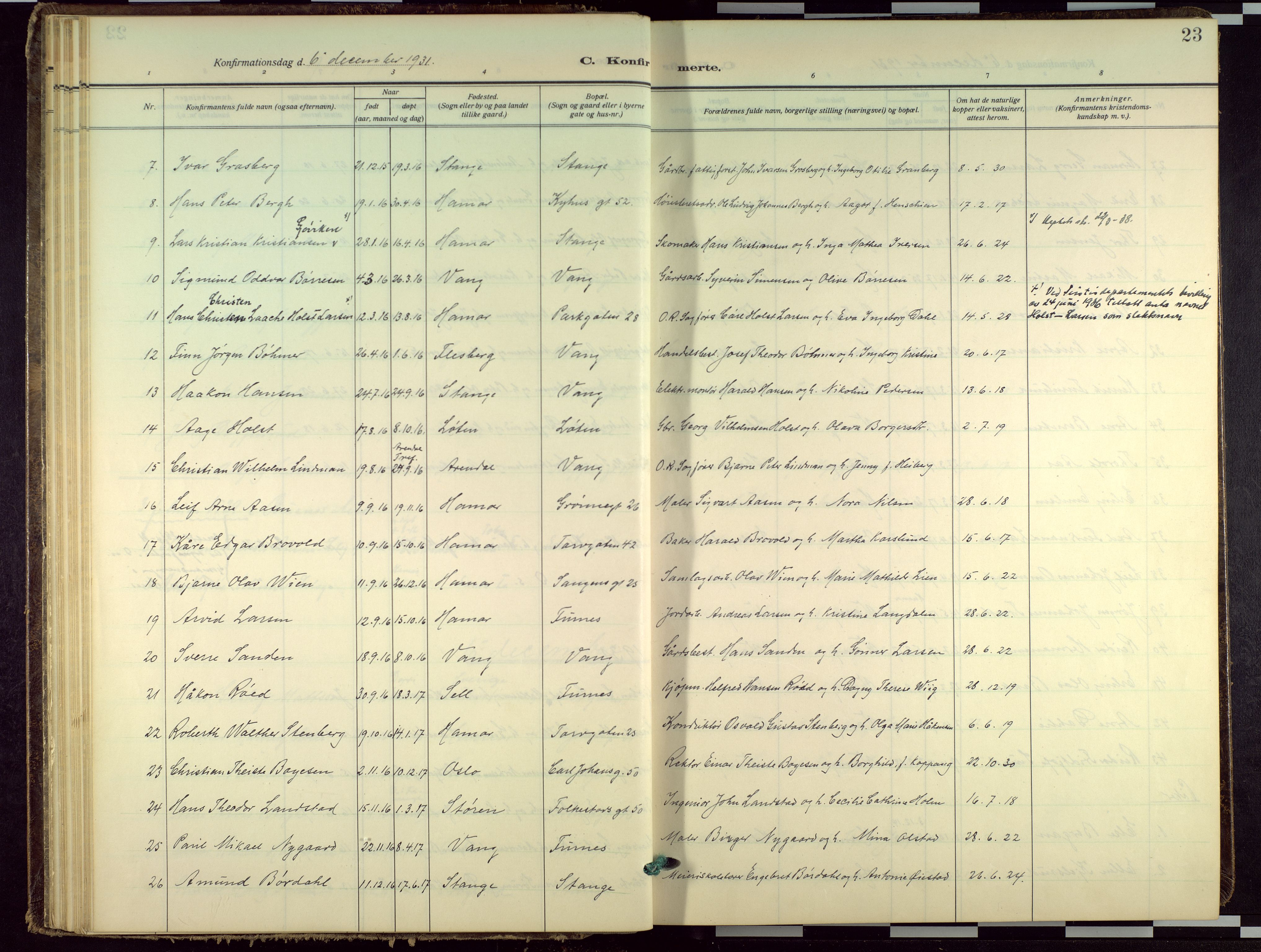 Hamar prestekontor, AV/SAH-DOMPH-002/H/Ha/Haa/L0005: Ministerialbok nr. 5, 1929-1958, s. 23