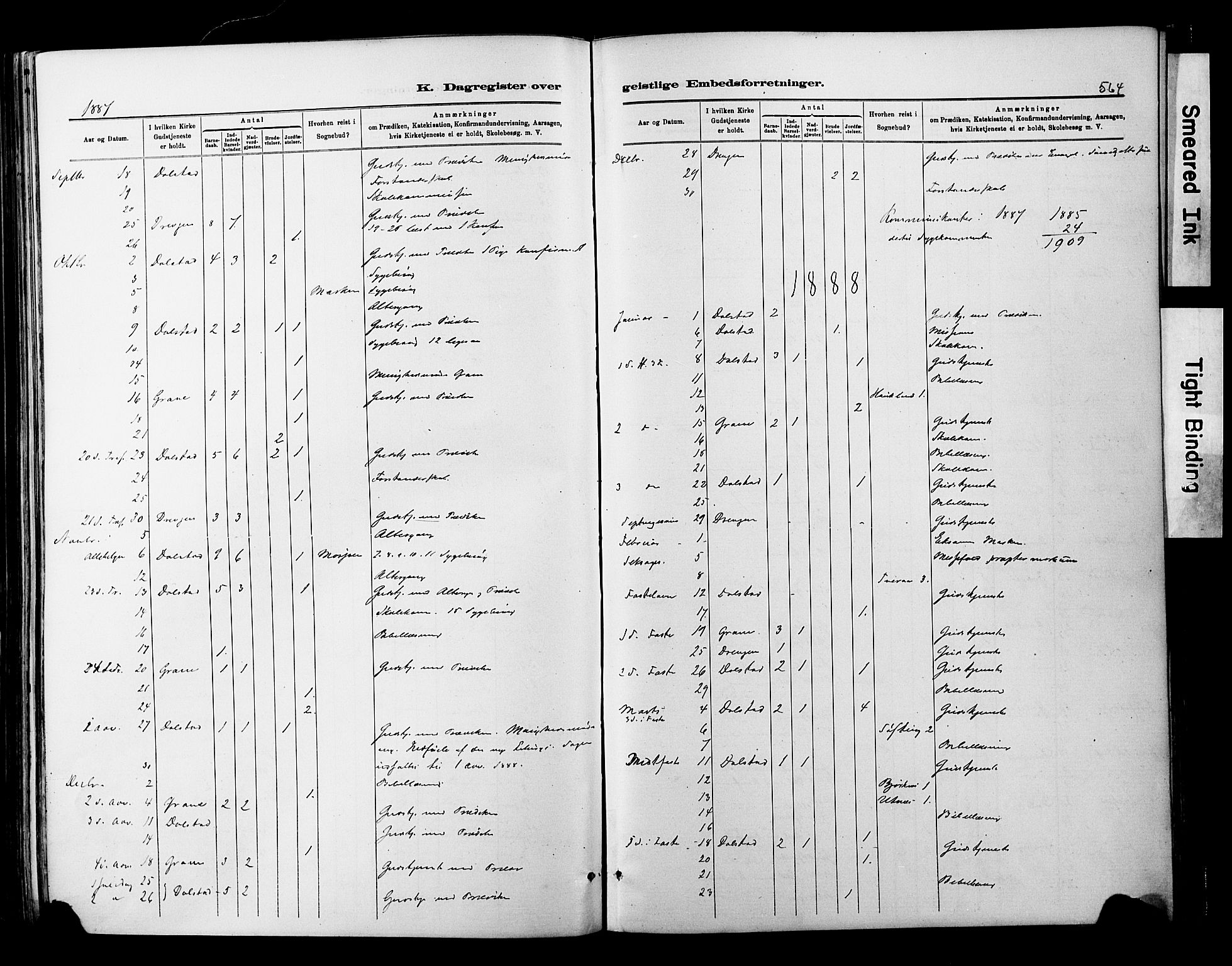 Ministerialprotokoller, klokkerbøker og fødselsregistre - Nordland, AV/SAT-A-1459/820/L0295: Ministerialbok nr. 820A16, 1880-1896, s. 564