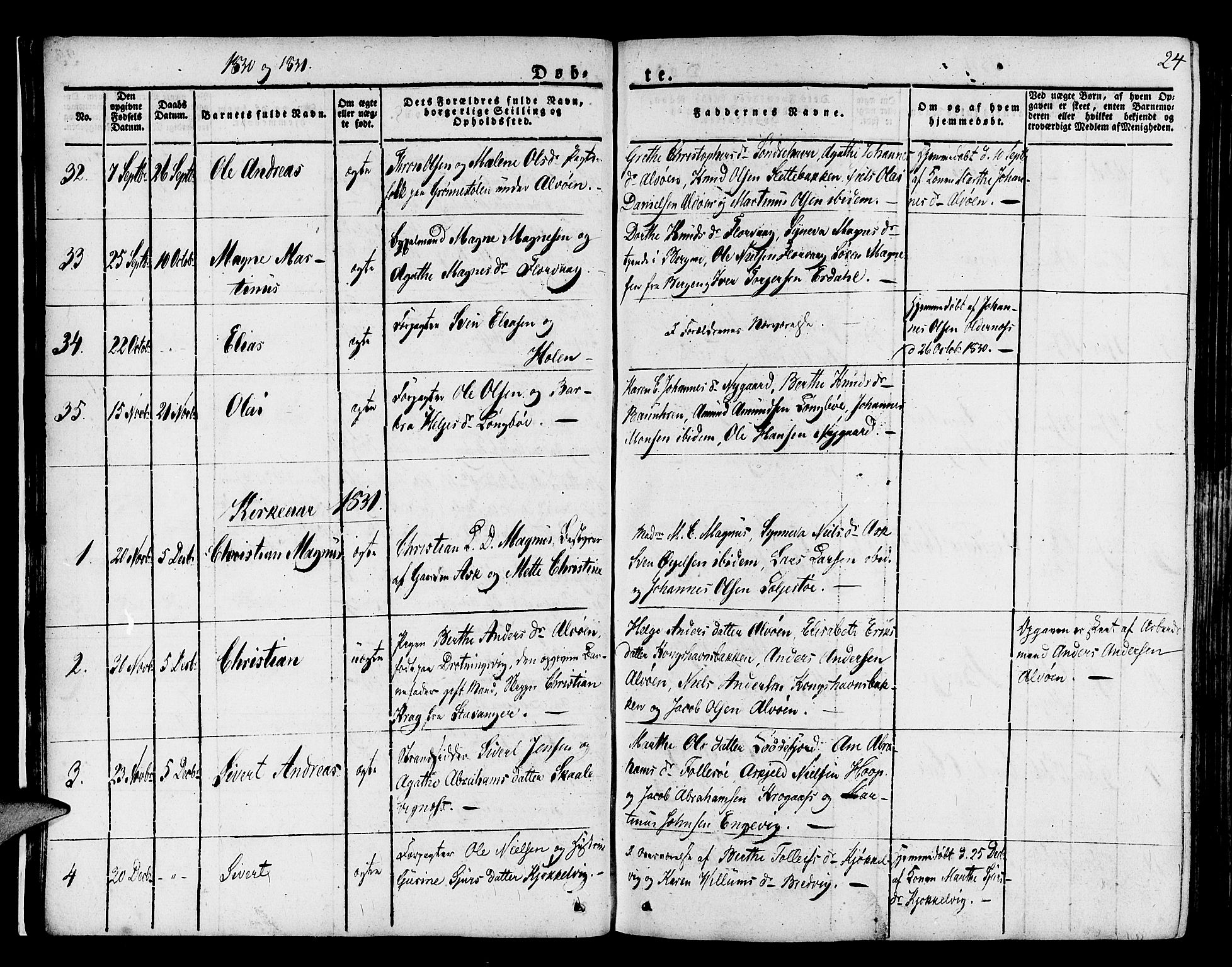 Askøy Sokneprestembete, AV/SAB-A-74101/H/Ha/Haa/Haaa/L0004: Ministerialbok nr. A 4, 1825-1845, s. 24