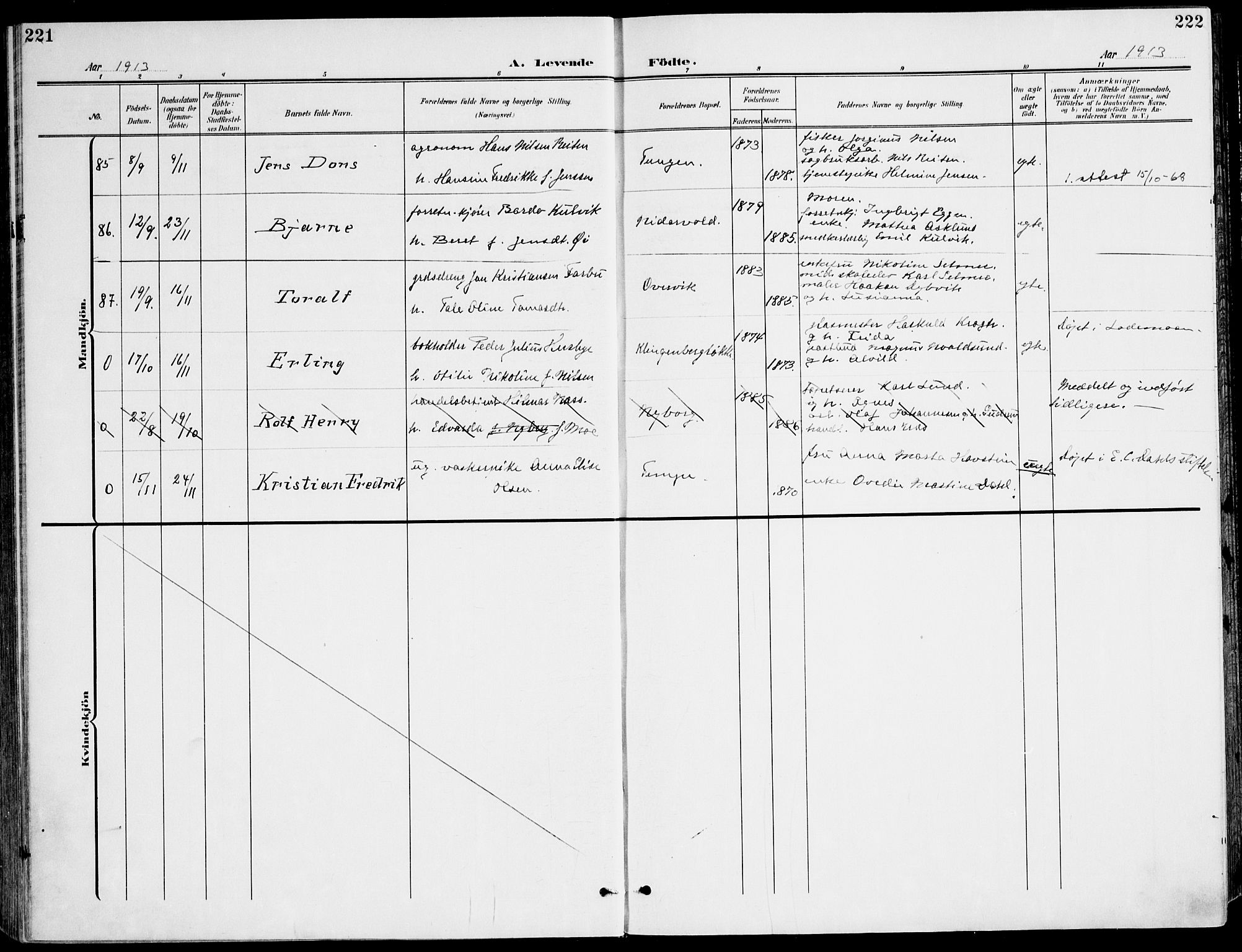 Ministerialprotokoller, klokkerbøker og fødselsregistre - Sør-Trøndelag, AV/SAT-A-1456/607/L0320: Ministerialbok nr. 607A04, 1907-1915, s. 221-222