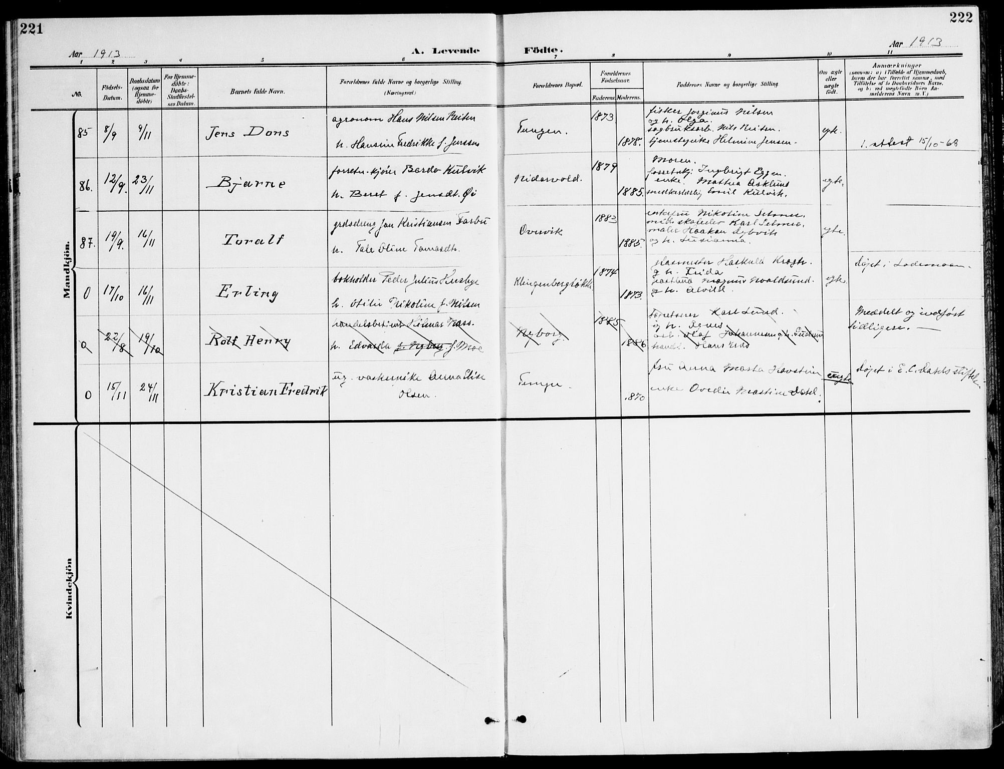 Ministerialprotokoller, klokkerbøker og fødselsregistre - Sør-Trøndelag, AV/SAT-A-1456/607/L0320: Ministerialbok nr. 607A04, 1907-1915, s. 221-222