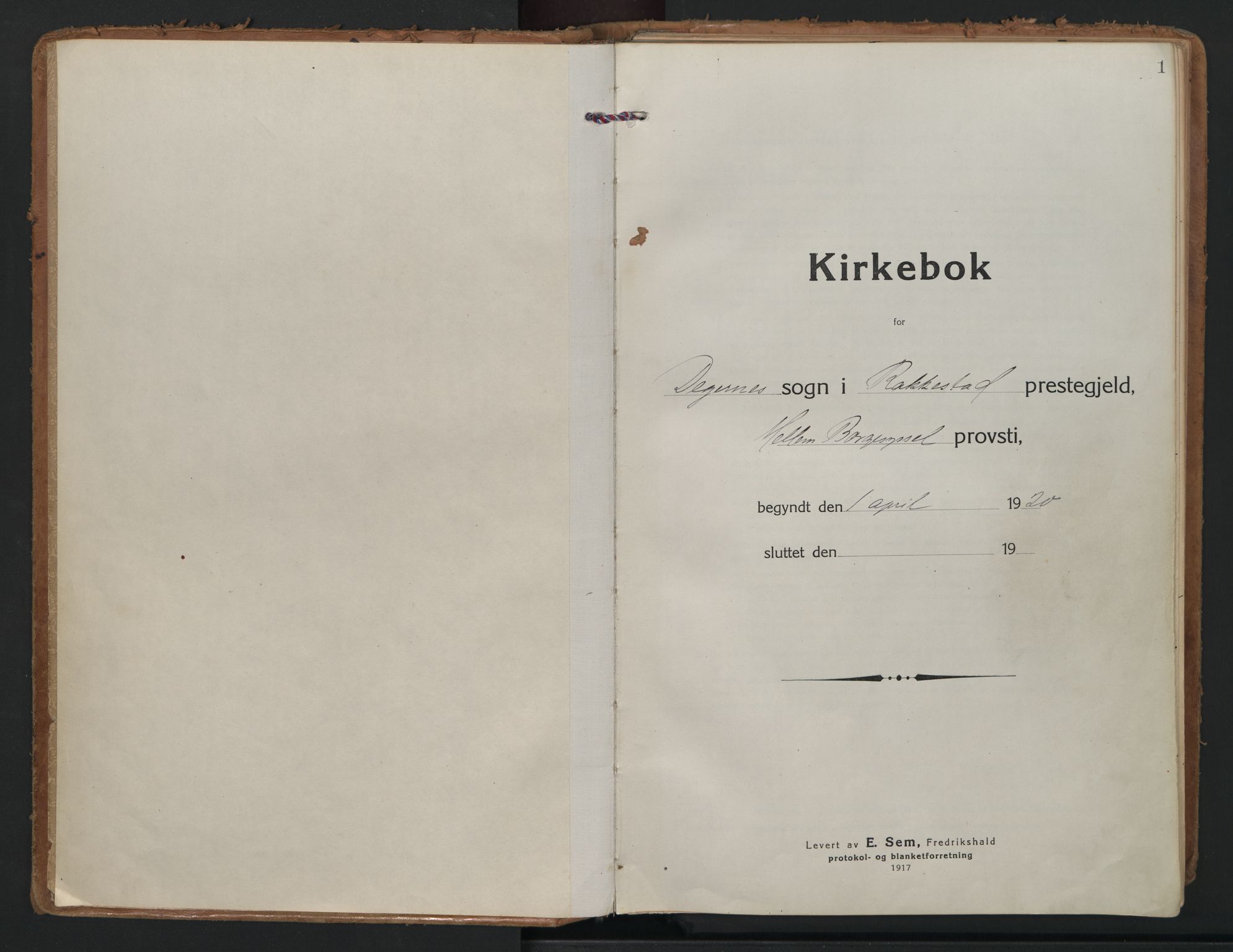 Rakkestad prestekontor Kirkebøker, SAO/A-2008/F/Fb/L0003: Ministerialbok nr. II 3, 1920-1940, s. 1