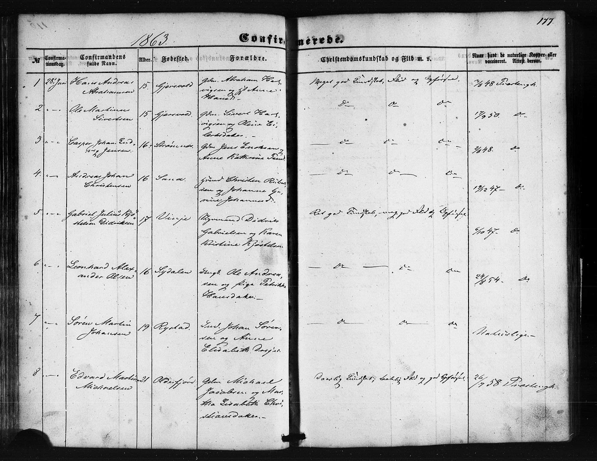 Ministerialprotokoller, klokkerbøker og fødselsregistre - Nordland, SAT/A-1459/876/L1095: Ministerialbok nr. 876A01, 1863-1885, s. 177