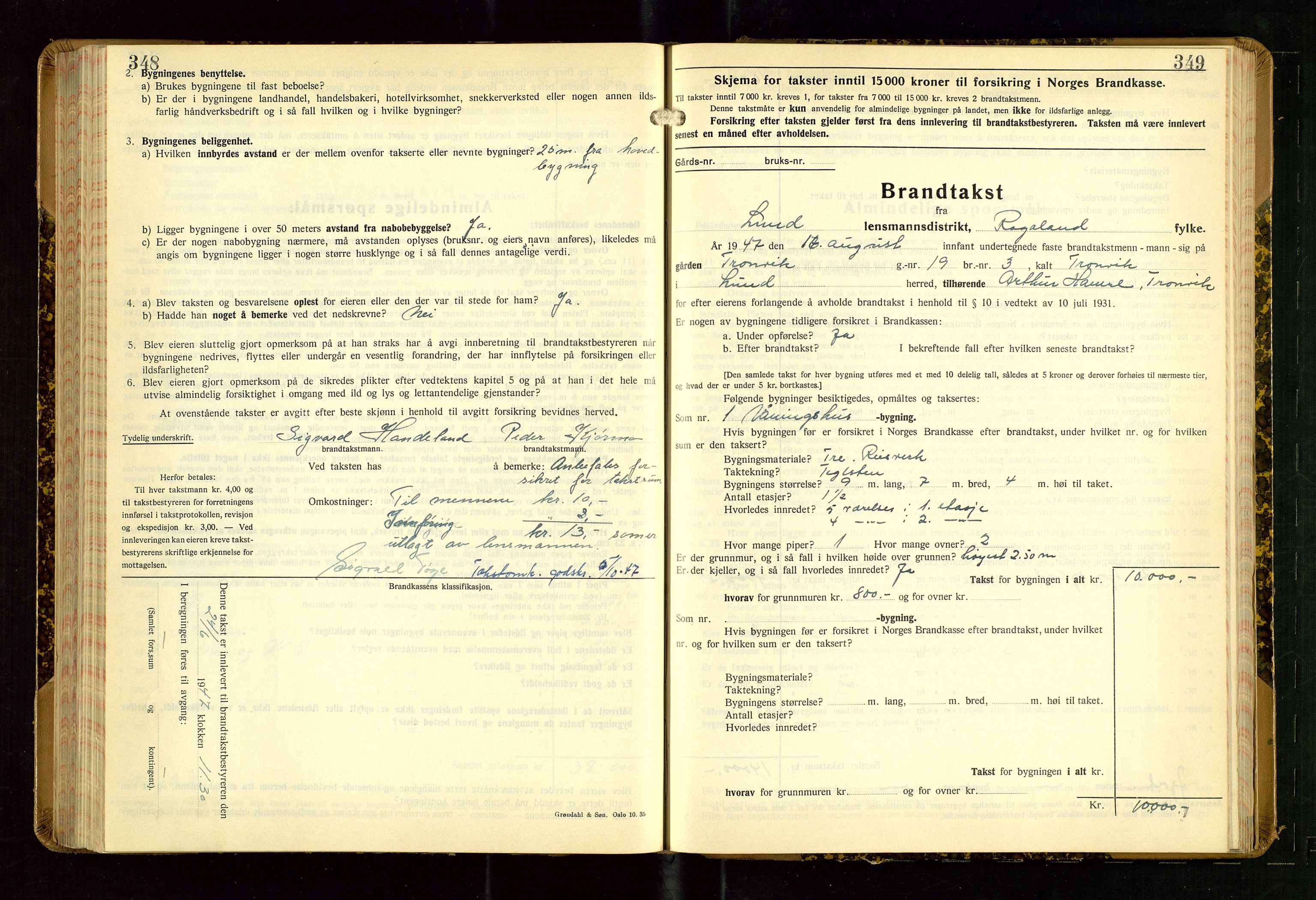 Lund lensmannskontor, AV/SAST-A-100303/Gob/L0006: "Brandtakstprotokoll", 1938-1951, s. 348-349