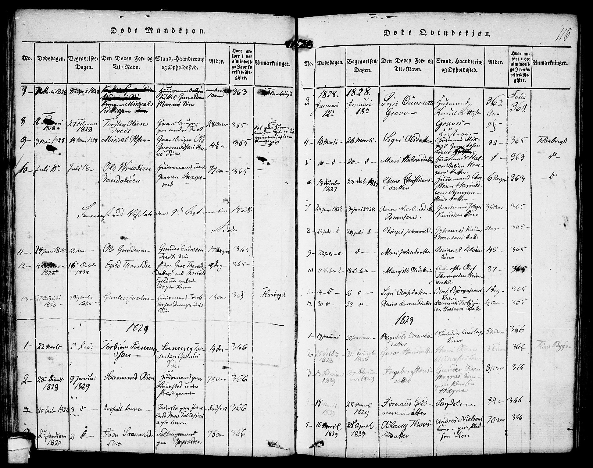 Kviteseid kirkebøker, AV/SAKO-A-276/F/Fa/L0005: Ministerialbok nr. I 5, 1815-1836, s. 116