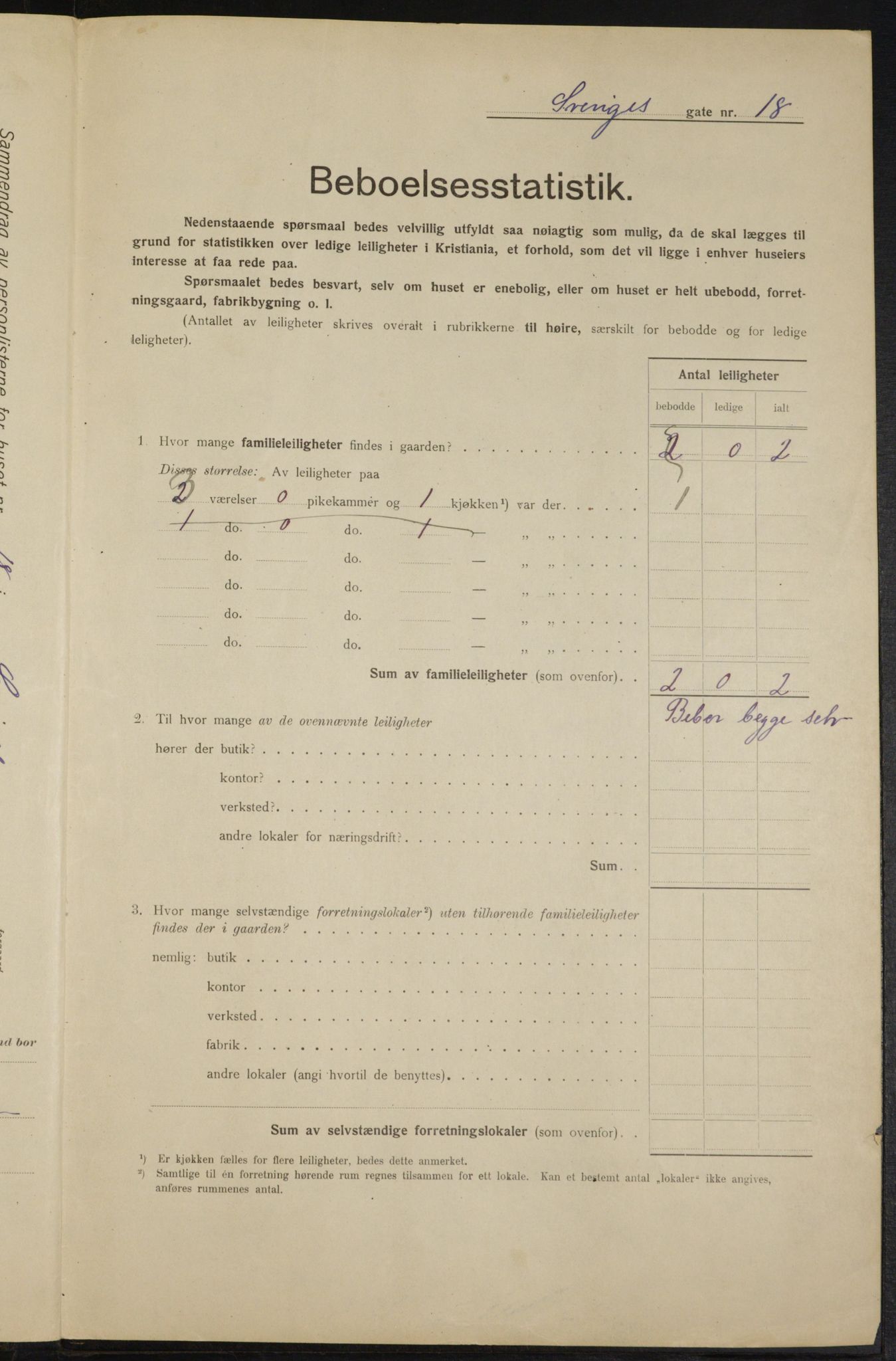 OBA, Kommunal folketelling 1.2.1915 for Kristiania, 1915, s. 106200