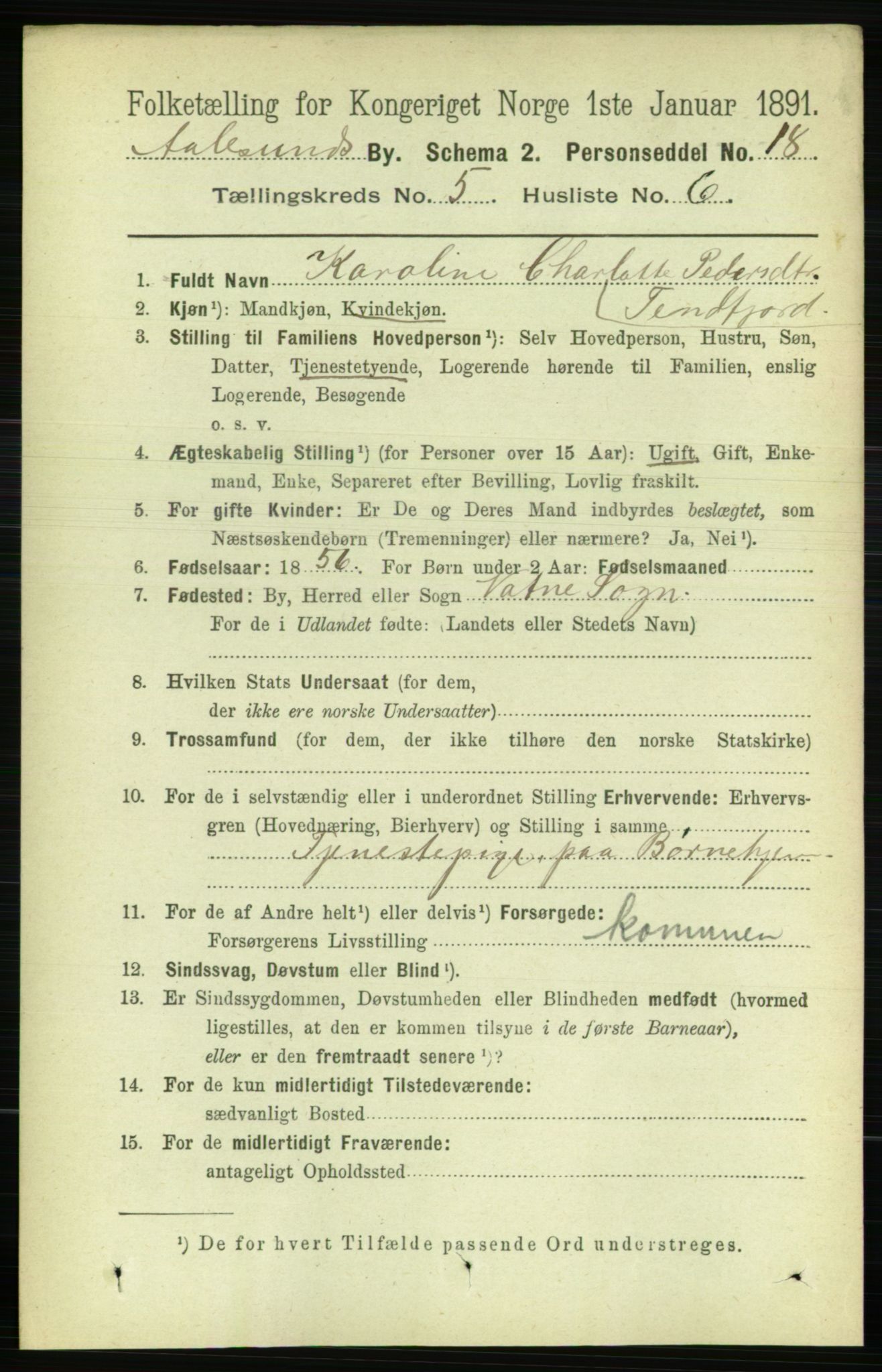 RA, Folketelling 1891 for 1501 Ålesund kjøpstad, 1891, s. 3641
