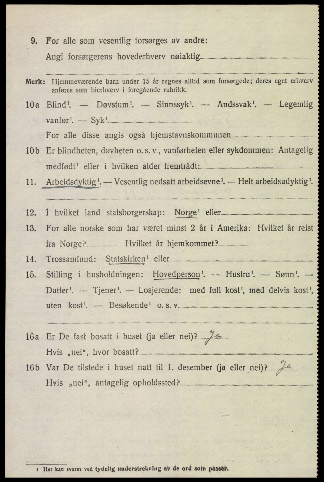 SAK, Folketelling 1920 for 1013 Tveit herred, 1920, s. 1261