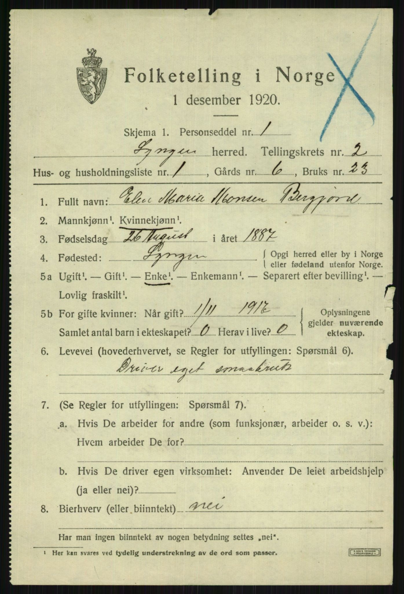 SATØ, Folketelling 1920 for 1938 Lyngen herred, 1920, s. 2699