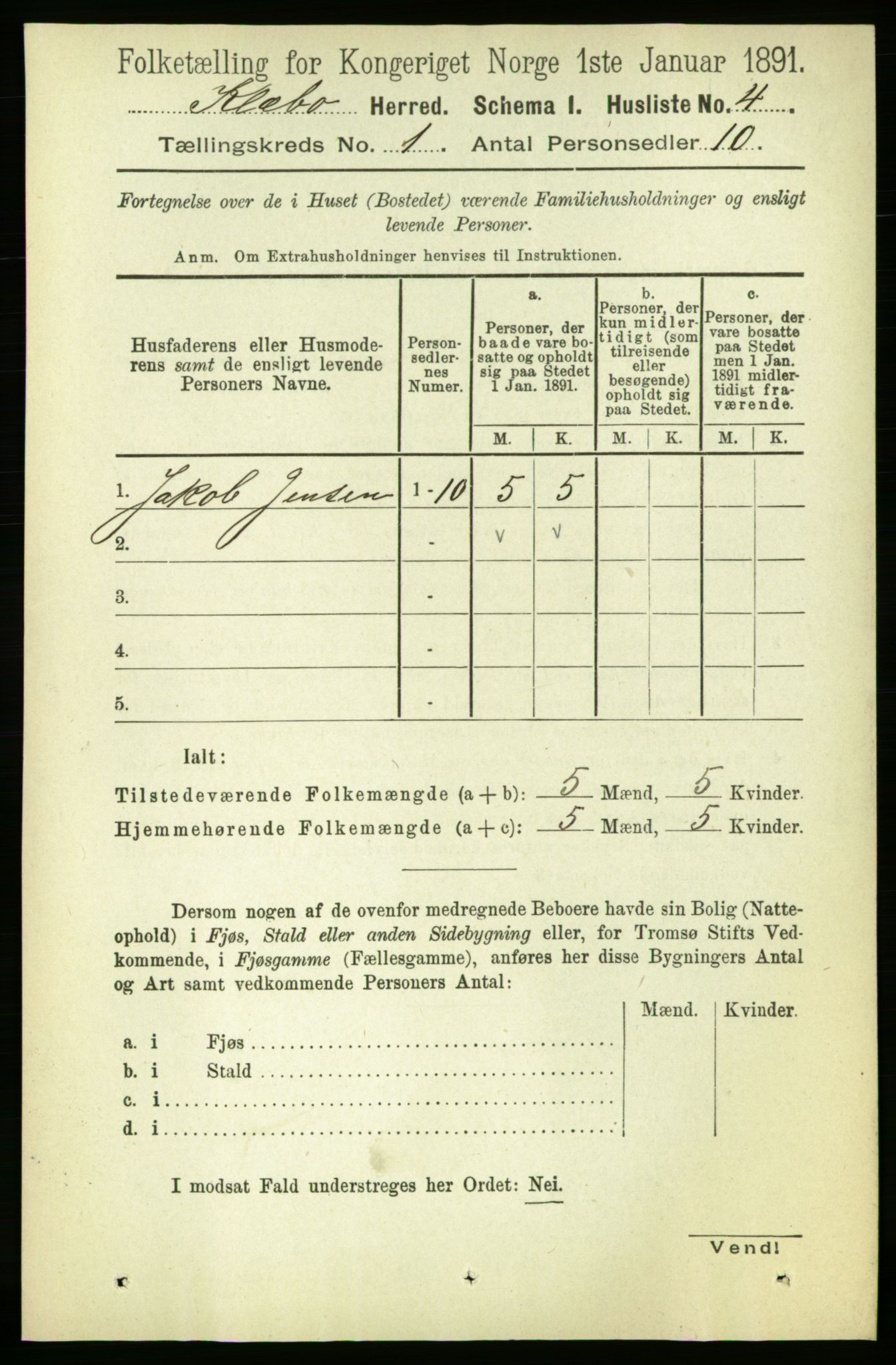 RA, Folketelling 1891 for 1662 Klæbu herred, 1891, s. 29