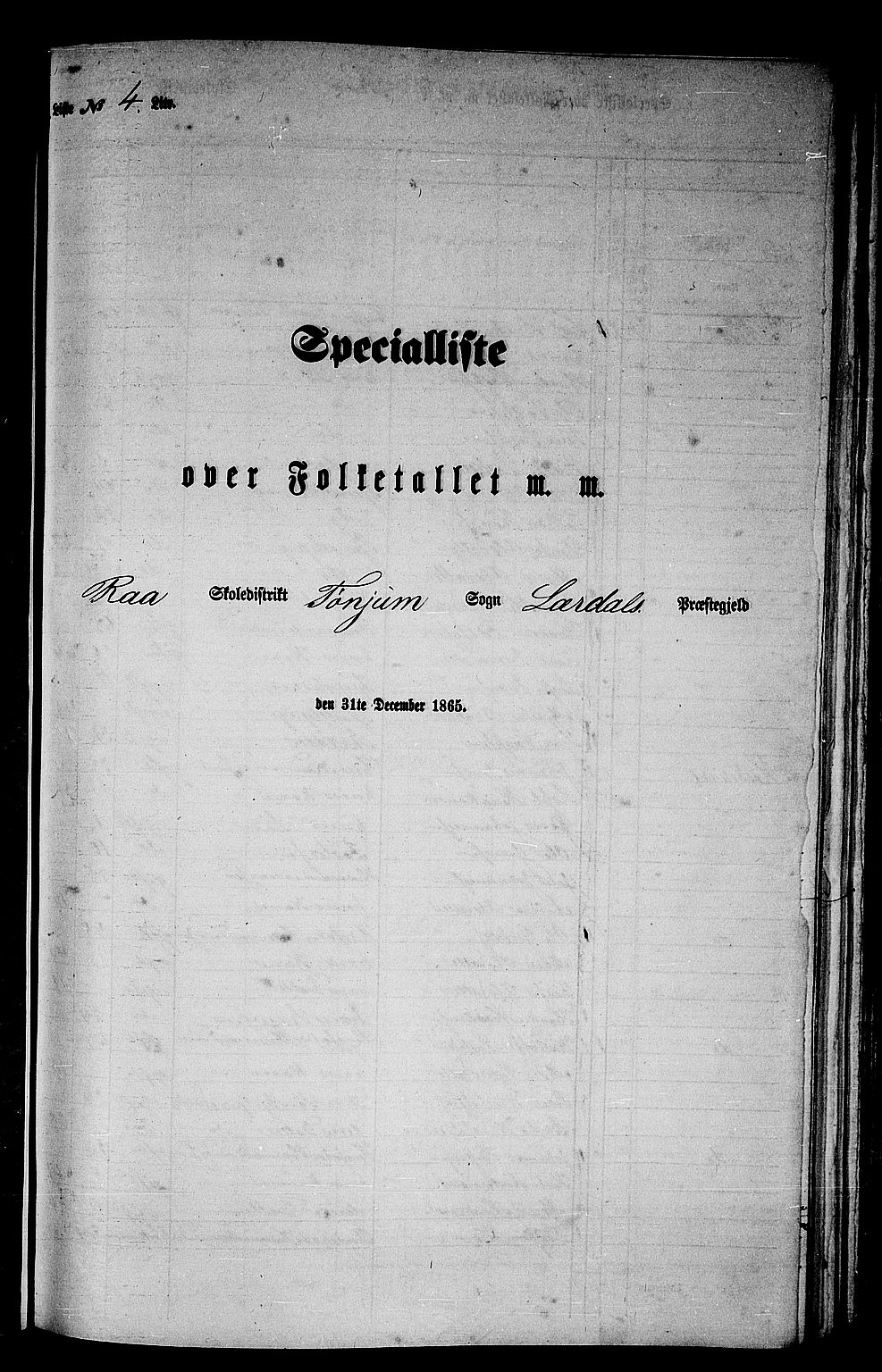 RA, Folketelling 1865 for 1422P Lærdal prestegjeld, 1865, s. 69