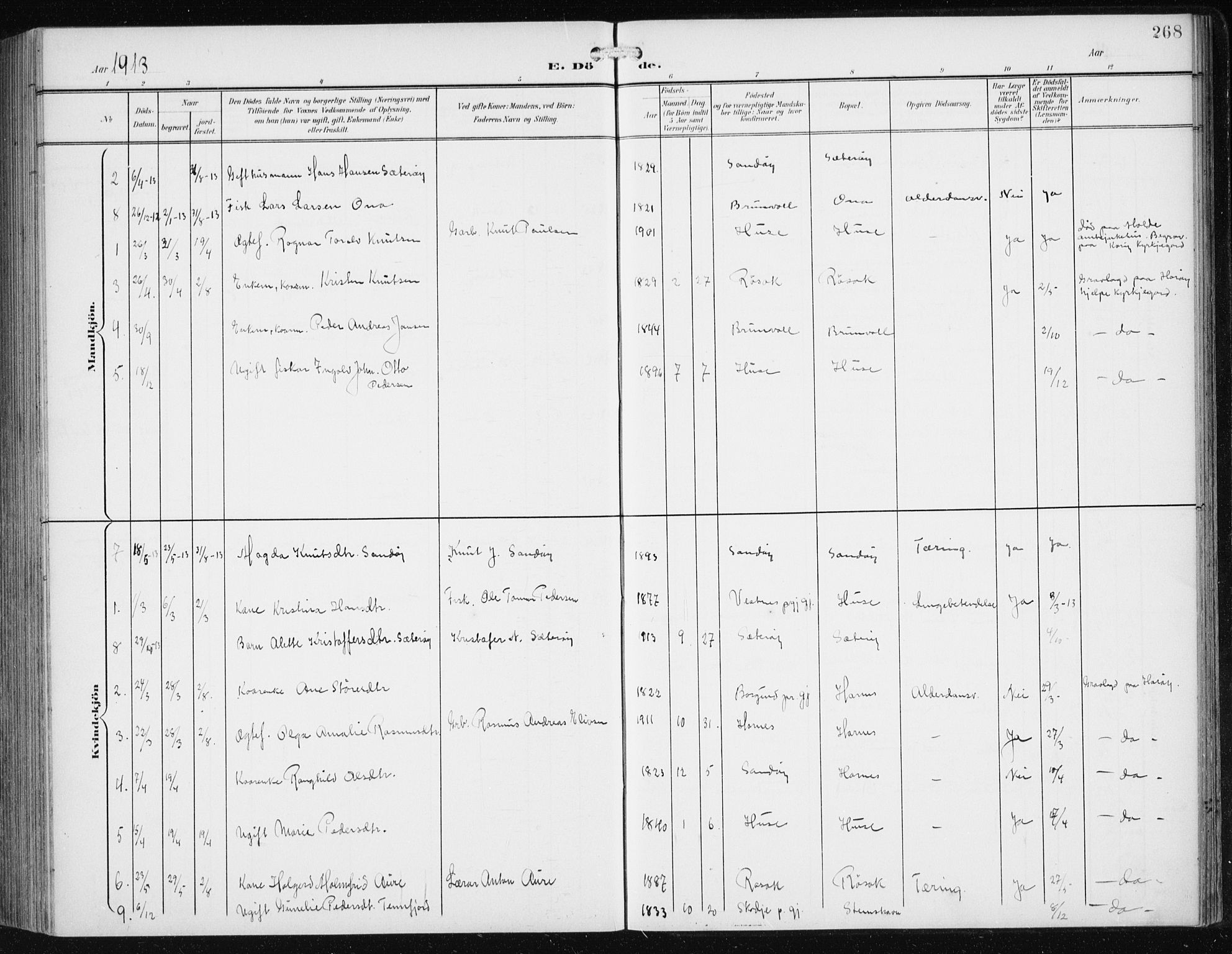 Ministerialprotokoller, klokkerbøker og fødselsregistre - Møre og Romsdal, AV/SAT-A-1454/561/L0733: Klokkerbok nr. 561C03, 1900-1940, s. 268