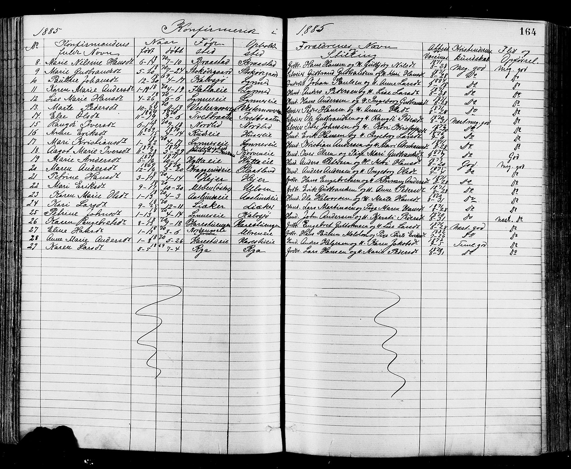 Jevnaker prestekontor, AV/SAH-PREST-116/H/Ha/Haa/L0008: Ministerialbok nr. 8, 1877-1890, s. 164