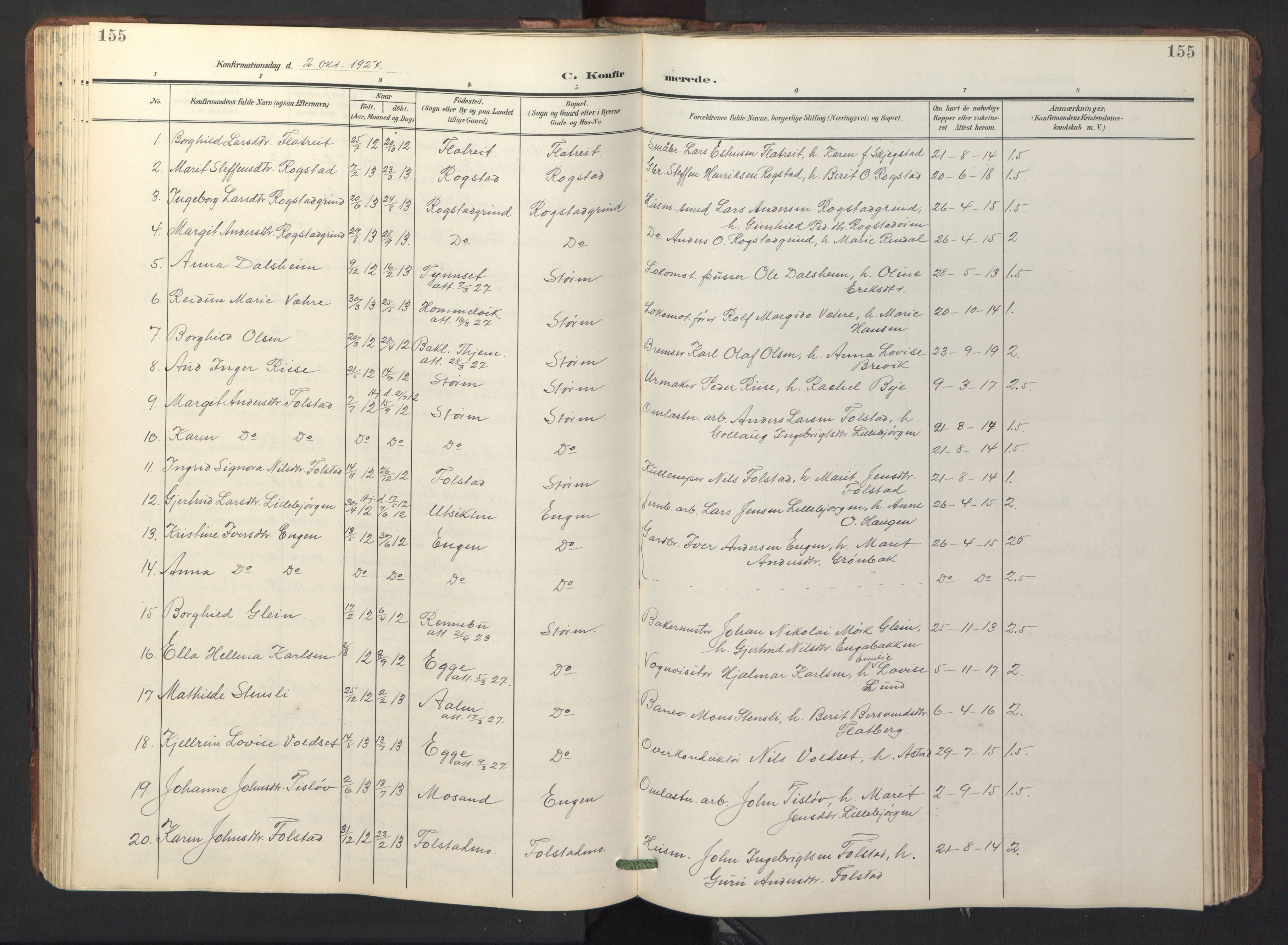 Ministerialprotokoller, klokkerbøker og fødselsregistre - Sør-Trøndelag, AV/SAT-A-1456/687/L1019: Klokkerbok nr. 687C03, 1904-1931, s. 155