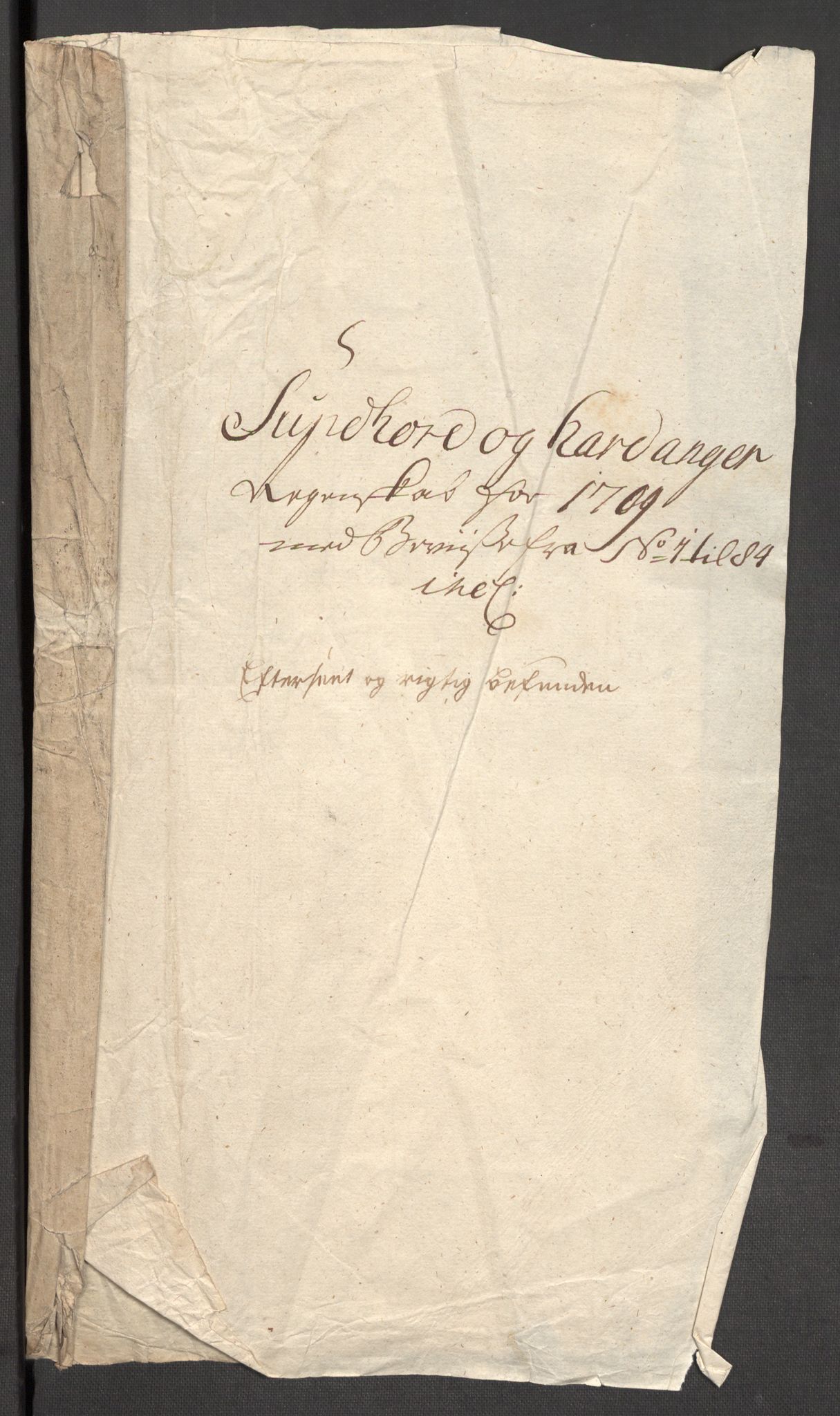 Rentekammeret inntil 1814, Reviderte regnskaper, Fogderegnskap, RA/EA-4092/R48/L2986: Fogderegnskap Sunnhordland og Hardanger, 1709-1710, s. 3