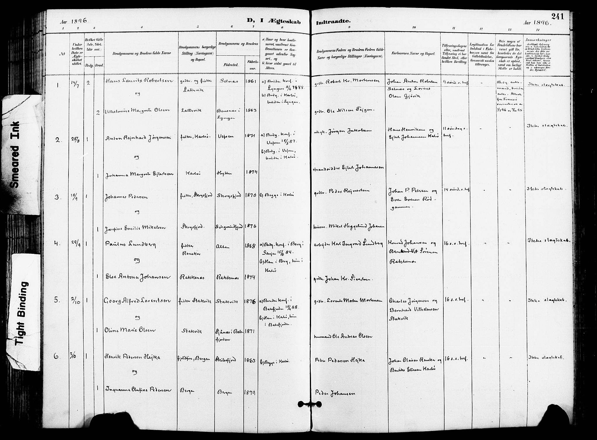 Karlsøy sokneprestembete, AV/SATØ-S-1299/H/Ha/Haa/L0007kirke: Ministerialbok nr. 7, 1891-1902, s. 241