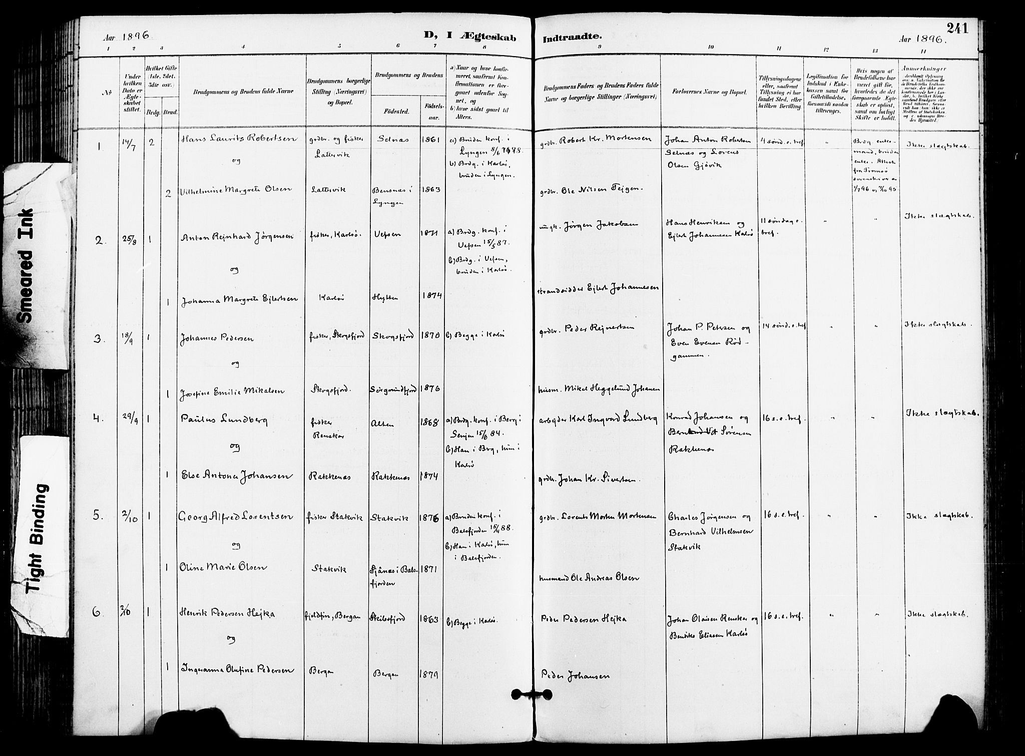 Karlsøy sokneprestembete, SATØ/S-1299/H/Ha/Haa/L0007kirke: Ministerialbok nr. 7, 1891-1902, s. 241