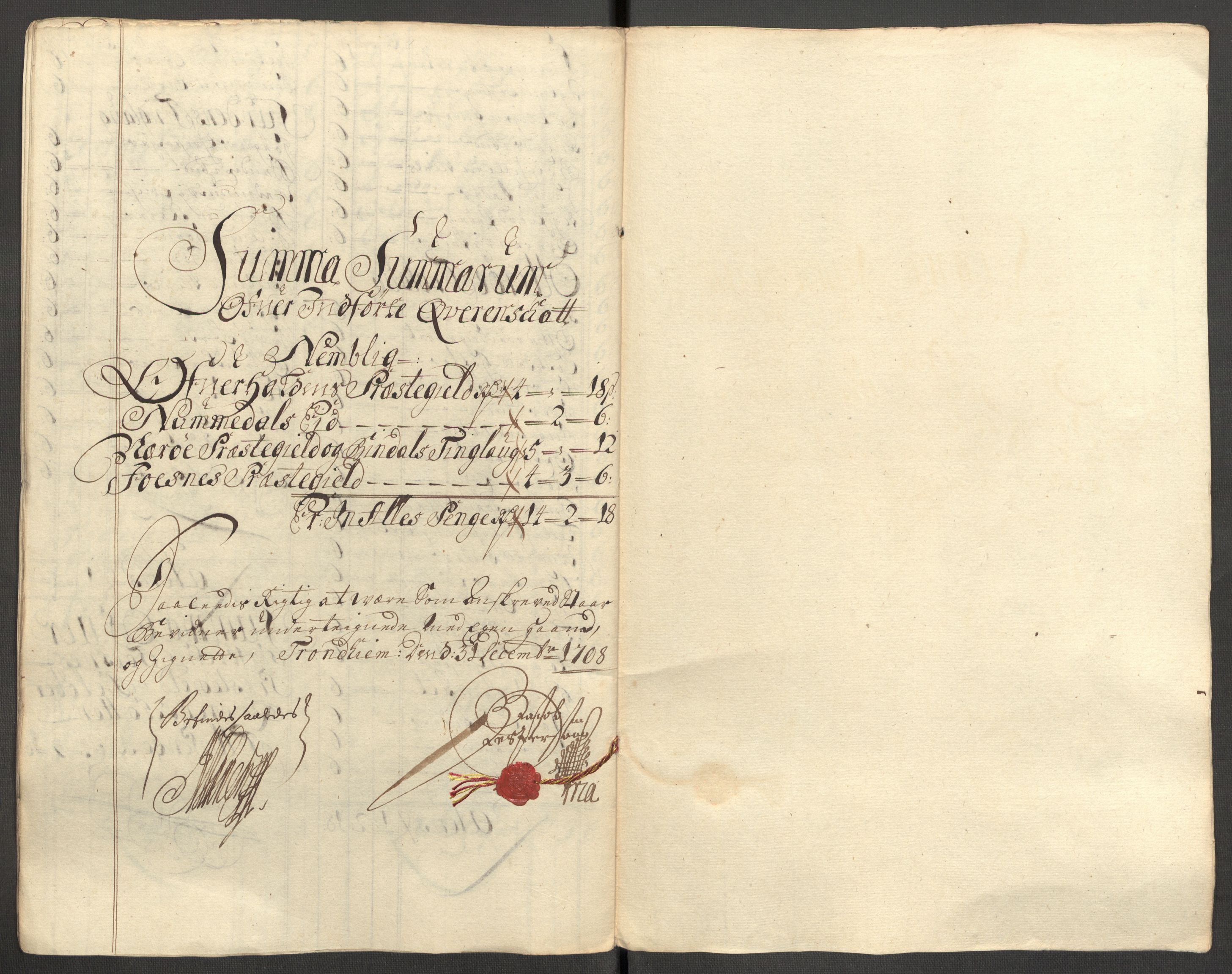 Rentekammeret inntil 1814, Reviderte regnskaper, Fogderegnskap, AV/RA-EA-4092/R64/L4430: Fogderegnskap Namdal, 1707-1708, s. 336