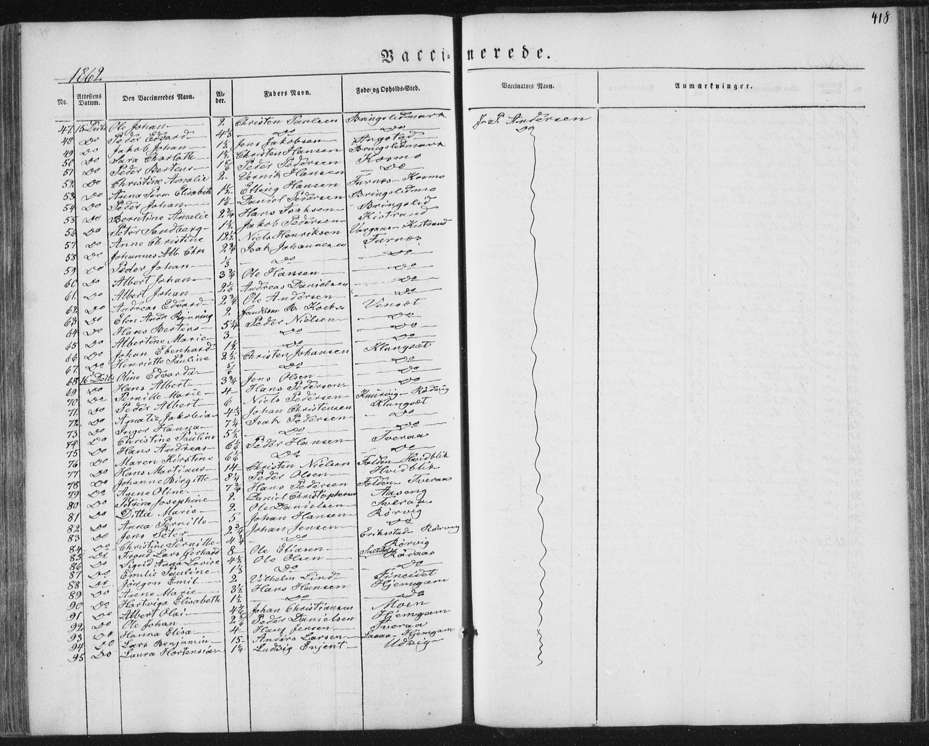 Ministerialprotokoller, klokkerbøker og fødselsregistre - Nordland, AV/SAT-A-1459/852/L0738: Ministerialbok nr. 852A08, 1849-1865, s. 418