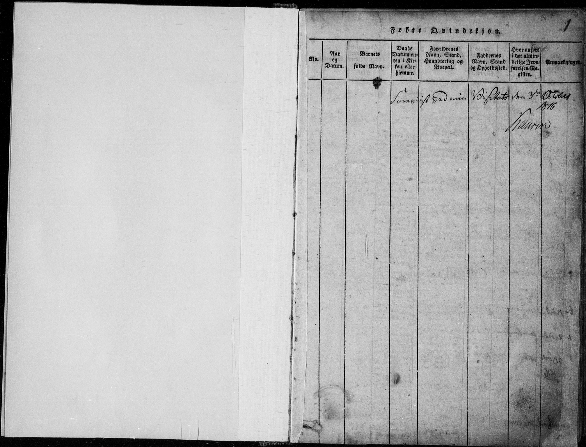 Rauland kirkebøker, AV/SAKO-A-292/F/Fa/L0001: Ministerialbok nr. I 1, 1814-1859, s. 1