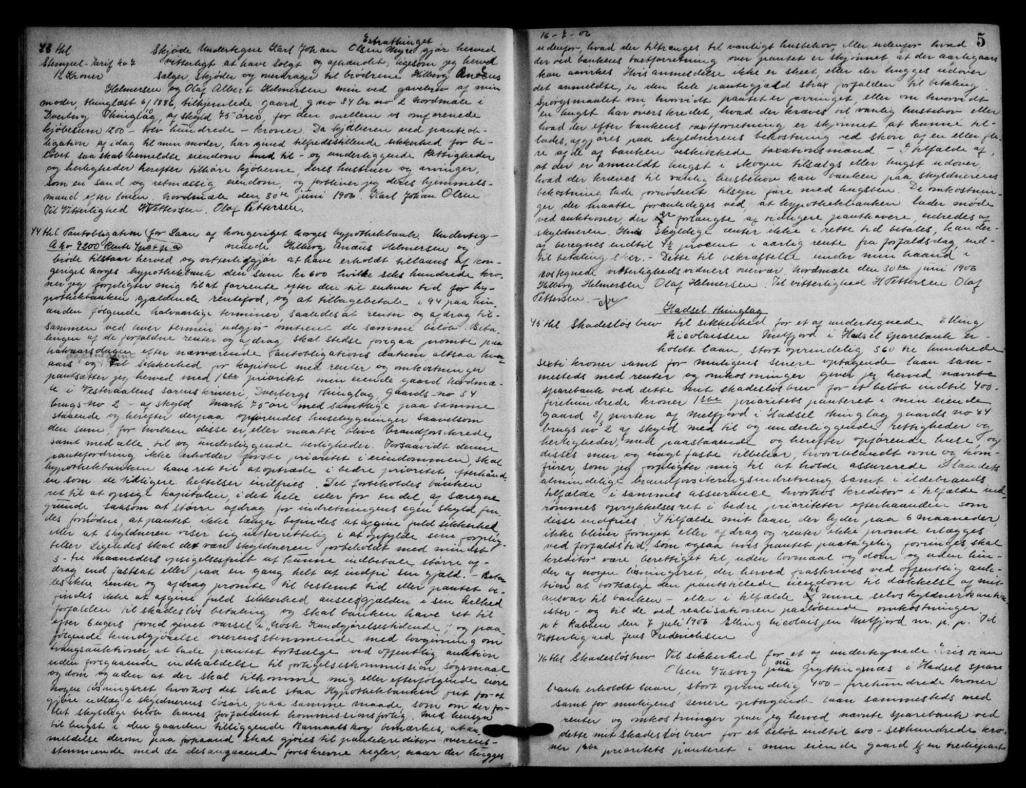 Vesterålen sorenskriveri, SAT/A-4180/1/2/2Ca/L0029: Pantebok nr. X, 1906-1909, s. 5