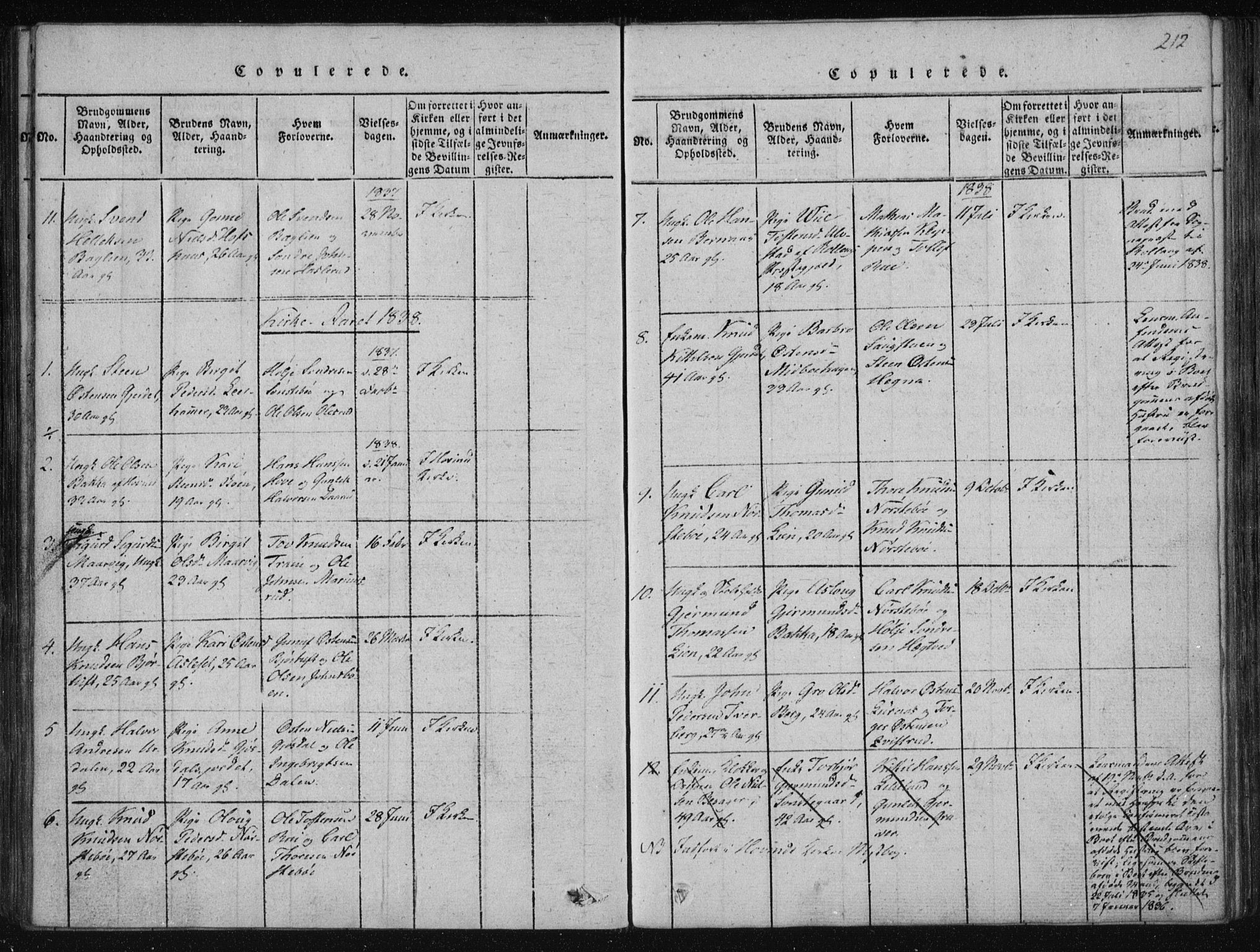 Tinn kirkebøker, AV/SAKO-A-308/F/Fa/L0004: Ministerialbok nr. I 4, 1815-1843, s. 211b-212a
