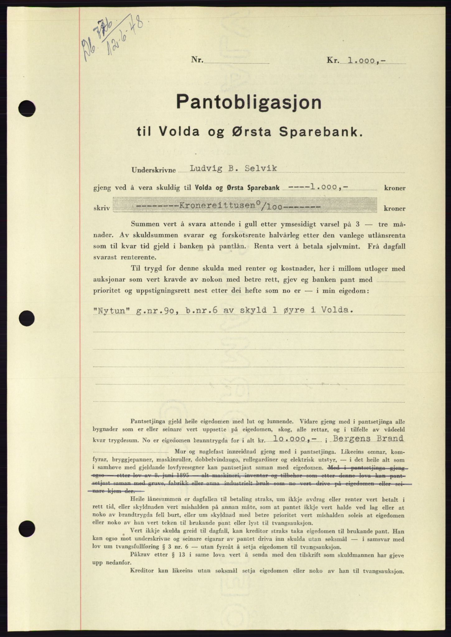 Søre Sunnmøre sorenskriveri, SAT/A-4122/1/2/2C/L0116: Pantebok nr. 4B, 1948-1949, Dagboknr: 776/1948