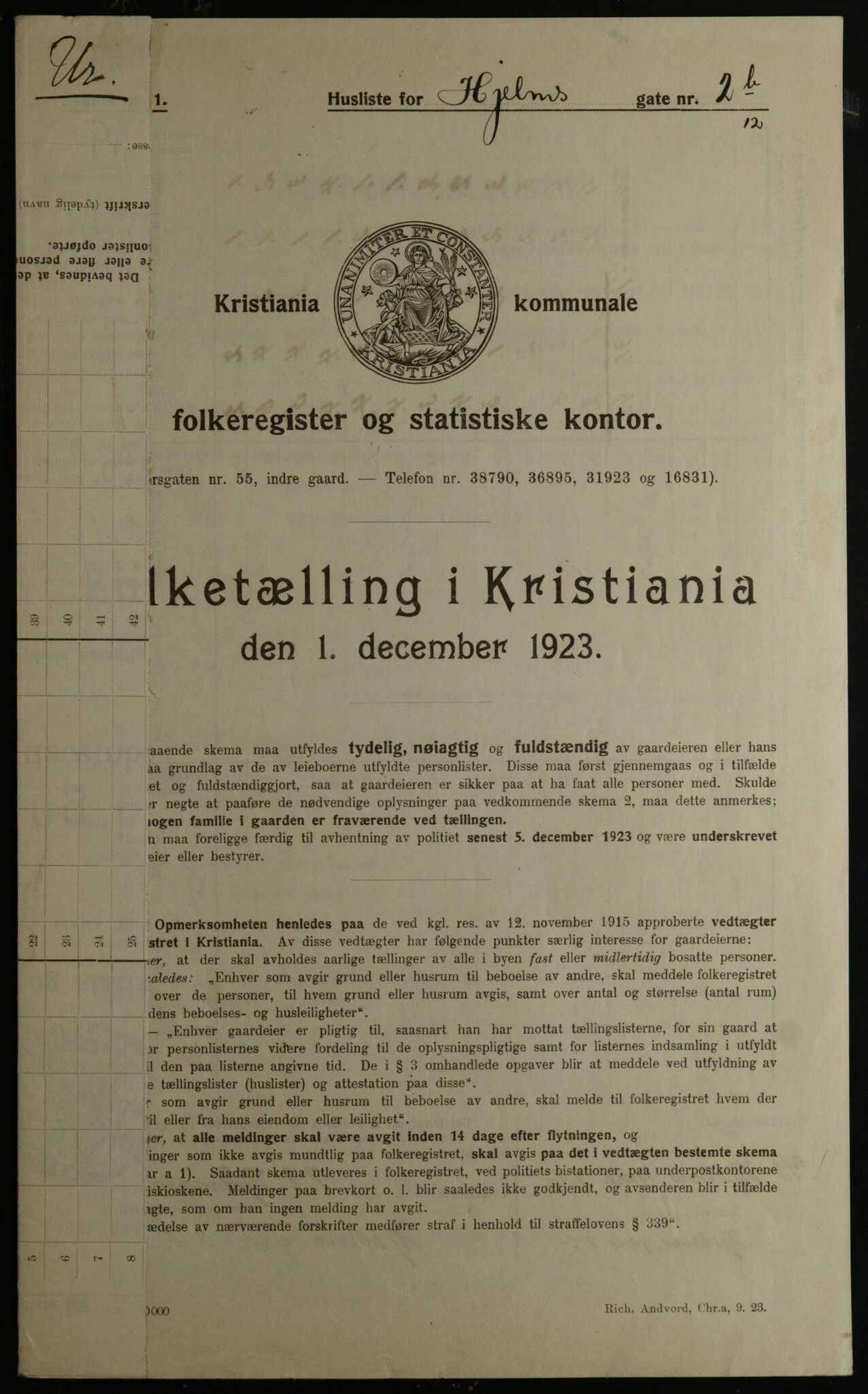 OBA, Kommunal folketelling 1.12.1923 for Kristiania, 1923, s. 44983