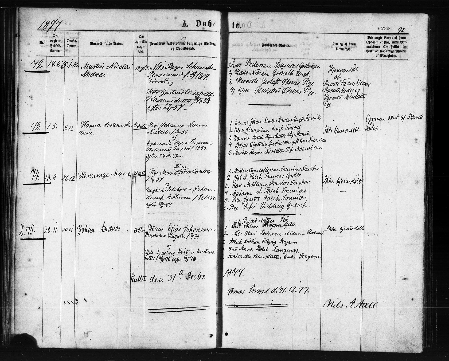 Ministerialprotokoller, klokkerbøker og fødselsregistre - Nordland, AV/SAT-A-1459/893/L1334: Ministerialbok nr. 893A07, 1867-1877, s. 92