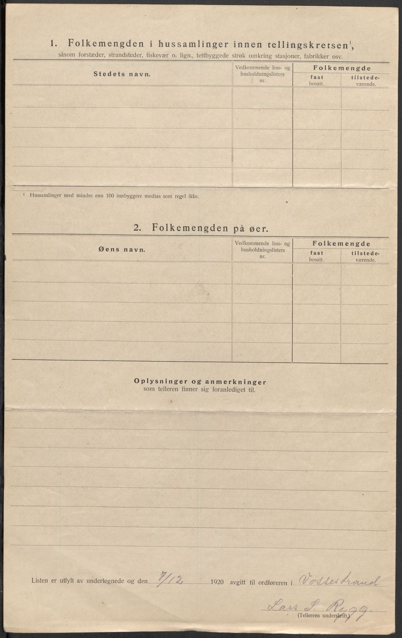 SAB, Folketelling 1920 for 1236 Vossestrand herred, 1920, s. 27