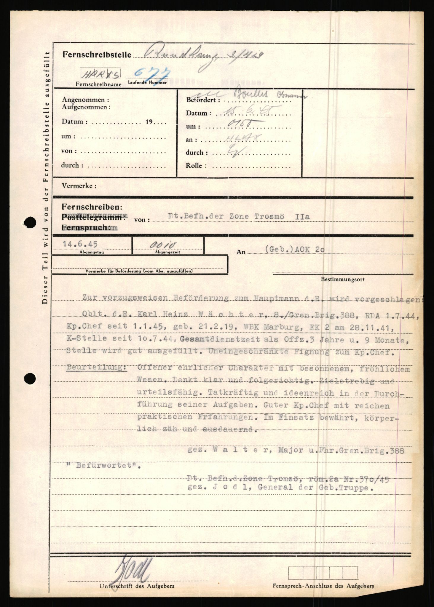 Forsvarets Overkommando. 2 kontor. Arkiv 11.4. Spredte tyske arkivsaker, AV/RA-RAFA-7031/D/Dar/Dara/L0019: Personalbøker og diverse, 1940-1945, s. 508