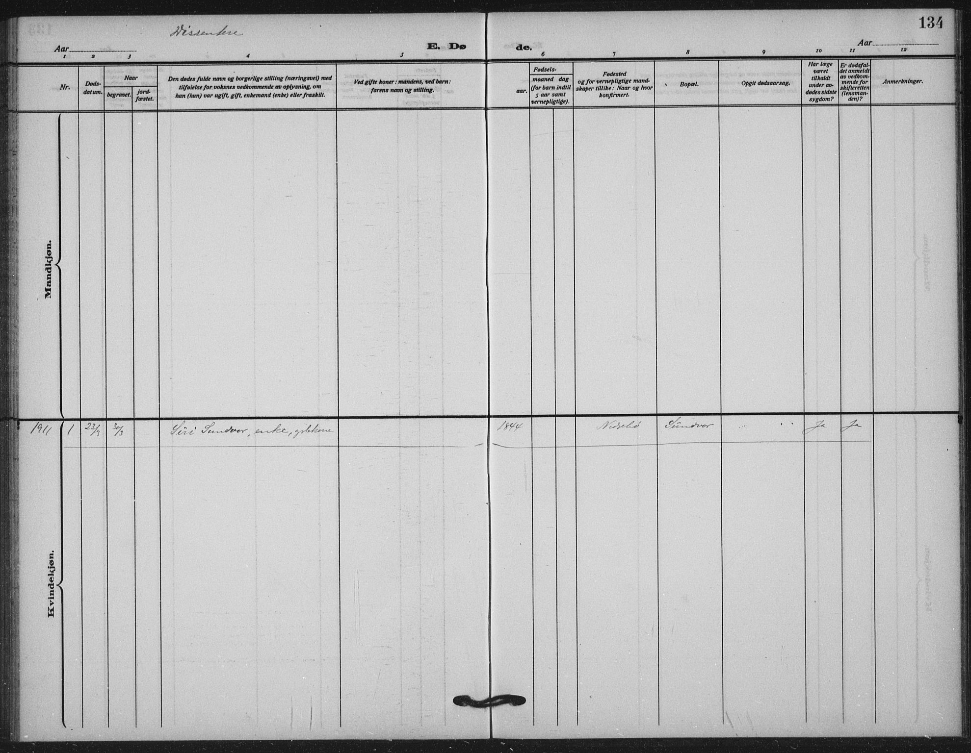 Helleland sokneprestkontor, AV/SAST-A-101810: Ministerialbok nr. A 11, 1909-1922, s. 134