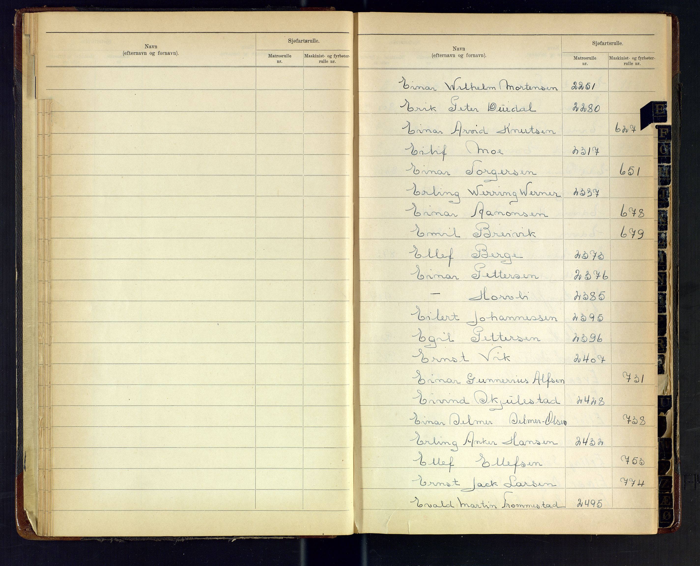 Arendal mønstringskrets, SAK/2031-0012/F/Fb/L0029: Register til hovedrulle A og B, S-27, 1925-1948, s. 14