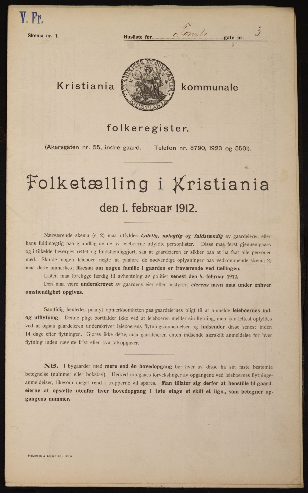 OBA, Kommunal folketelling 1.2.1912 for Kristiania, 1912, s. 113420