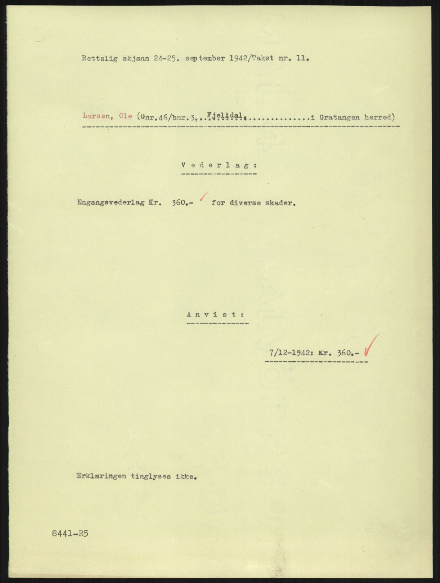 Forsvarsdepartementet, 10. kontor / Oppgjørskontoret, AV/RA-RAFA-1225/D/Dd/L0480: Troms, 1942-1953, s. 6
