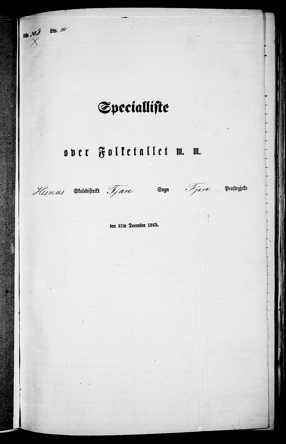 RA, Folketelling 1865 for 0923L Fjære prestegjeld, Fjære sokn, 1865, s. 82