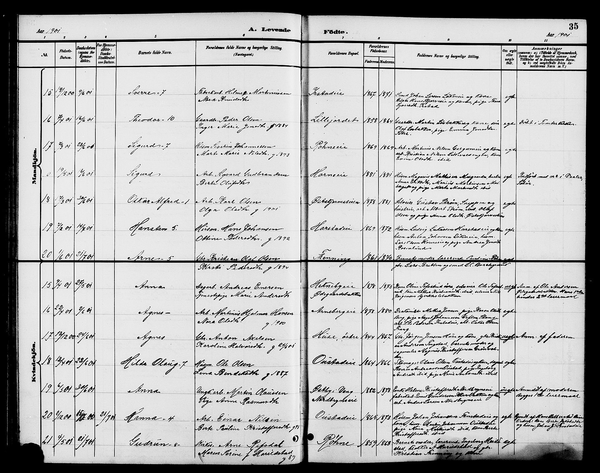Romedal prestekontor, AV/SAH-PREST-004/L/L0012: Klokkerbok nr. 12, 1896-1914, s. 35
