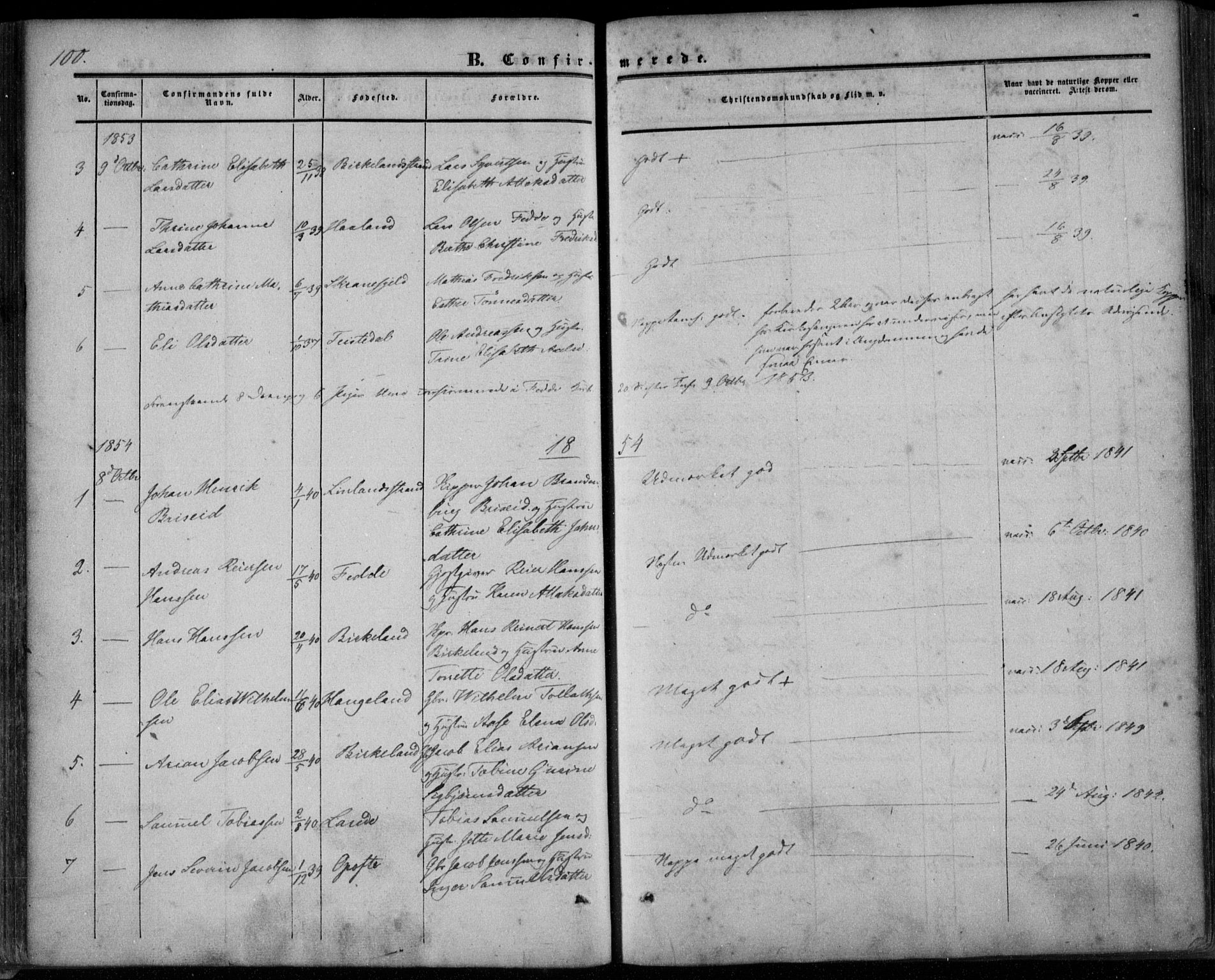 Kvinesdal sokneprestkontor, SAK/1111-0026/F/Fa/Faa/L0002: Ministerialbok nr. A 2, 1850-1876, s. 100