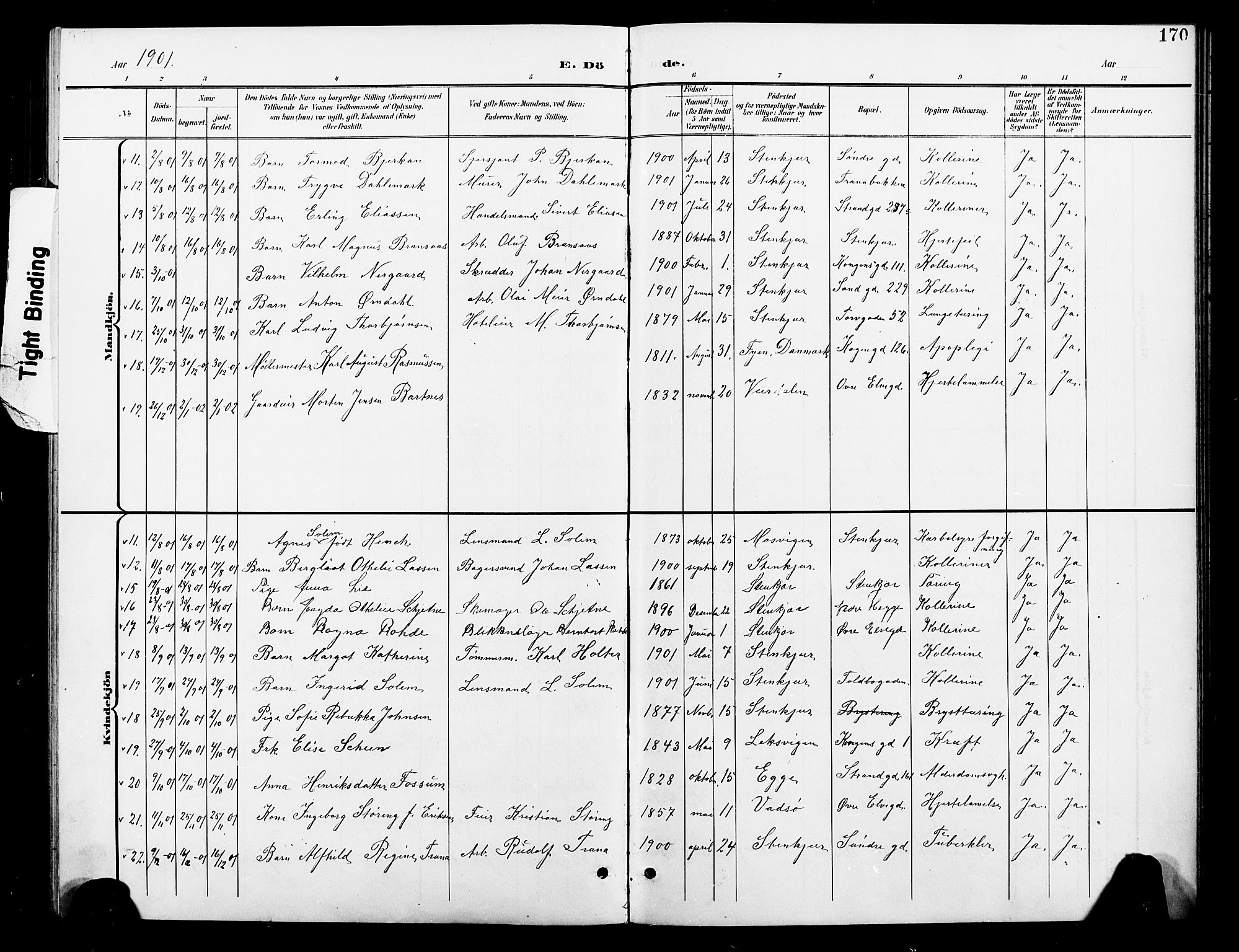 Ministerialprotokoller, klokkerbøker og fødselsregistre - Nord-Trøndelag, SAT/A-1458/739/L0375: Klokkerbok nr. 739C03, 1898-1908, s. 170