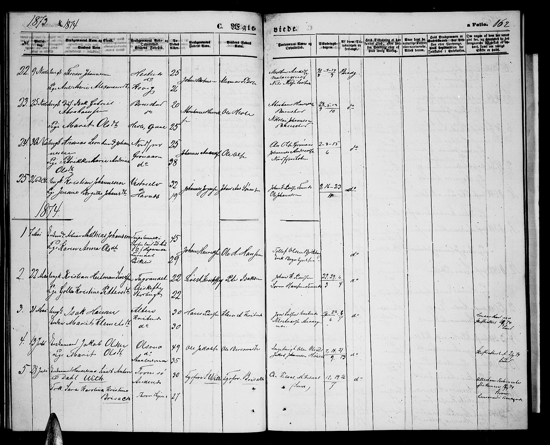 Balsfjord sokneprestembete, AV/SATØ-S-1303/G/Gab/L0006klokker: Klokkerbok nr. 6, 1863-1878, s. 162