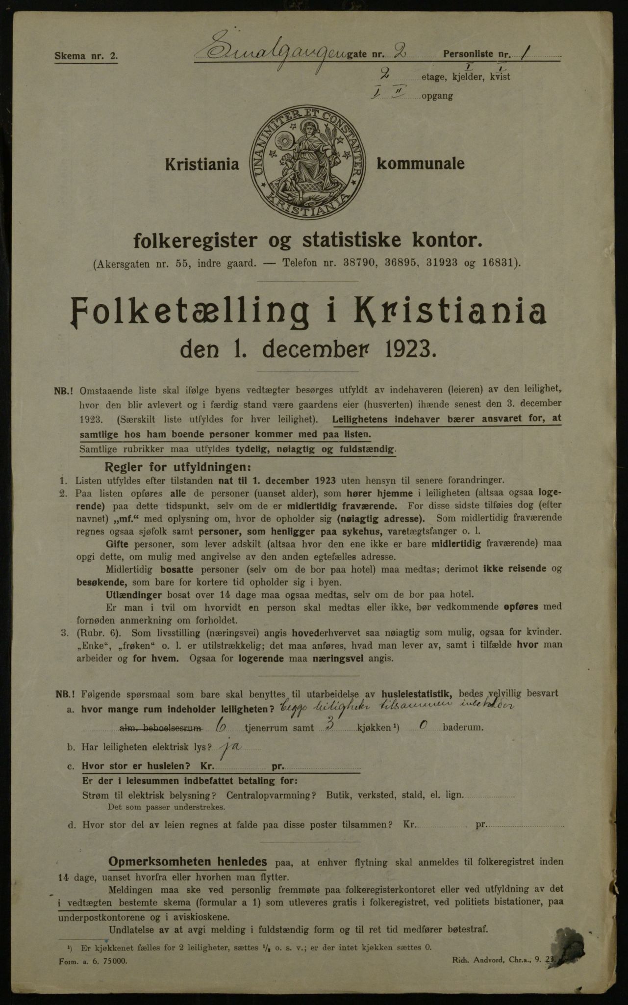 OBA, Kommunal folketelling 1.12.1923 for Kristiania, 1923, s. 107090