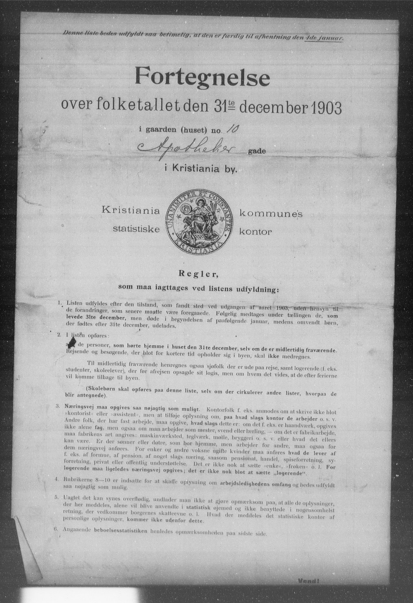 OBA, Kommunal folketelling 31.12.1903 for Kristiania kjøpstad, 1903, s. 451