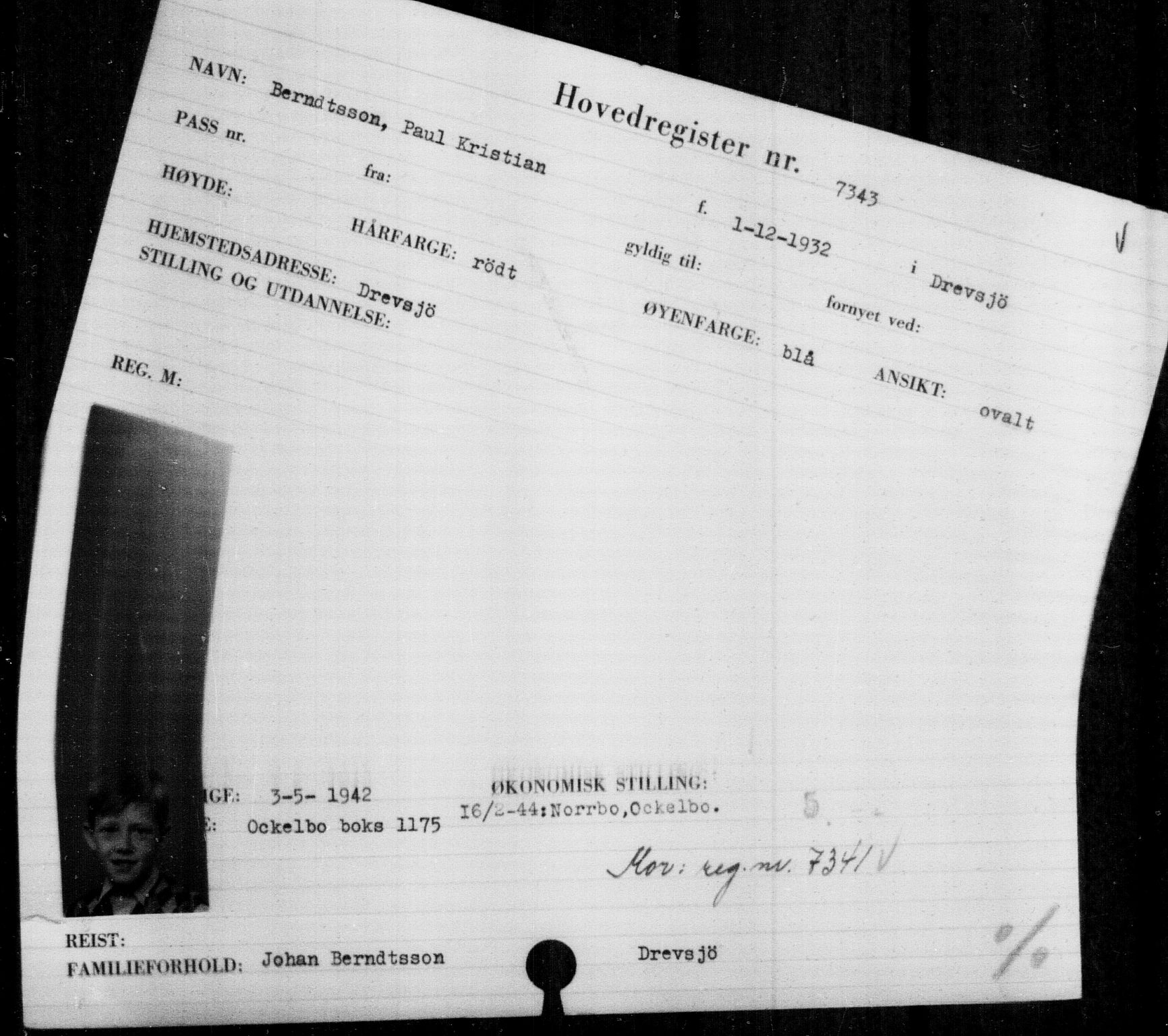 Utenriksstasjonene, Legasjonen i Stockholm, Flyktningkontoret, AV/RA-S-6753/V/Va/L0005: Kjesäterkartoteket, flyktninger med registreringsnr. 6600-9417, 1940-1945, s. 877