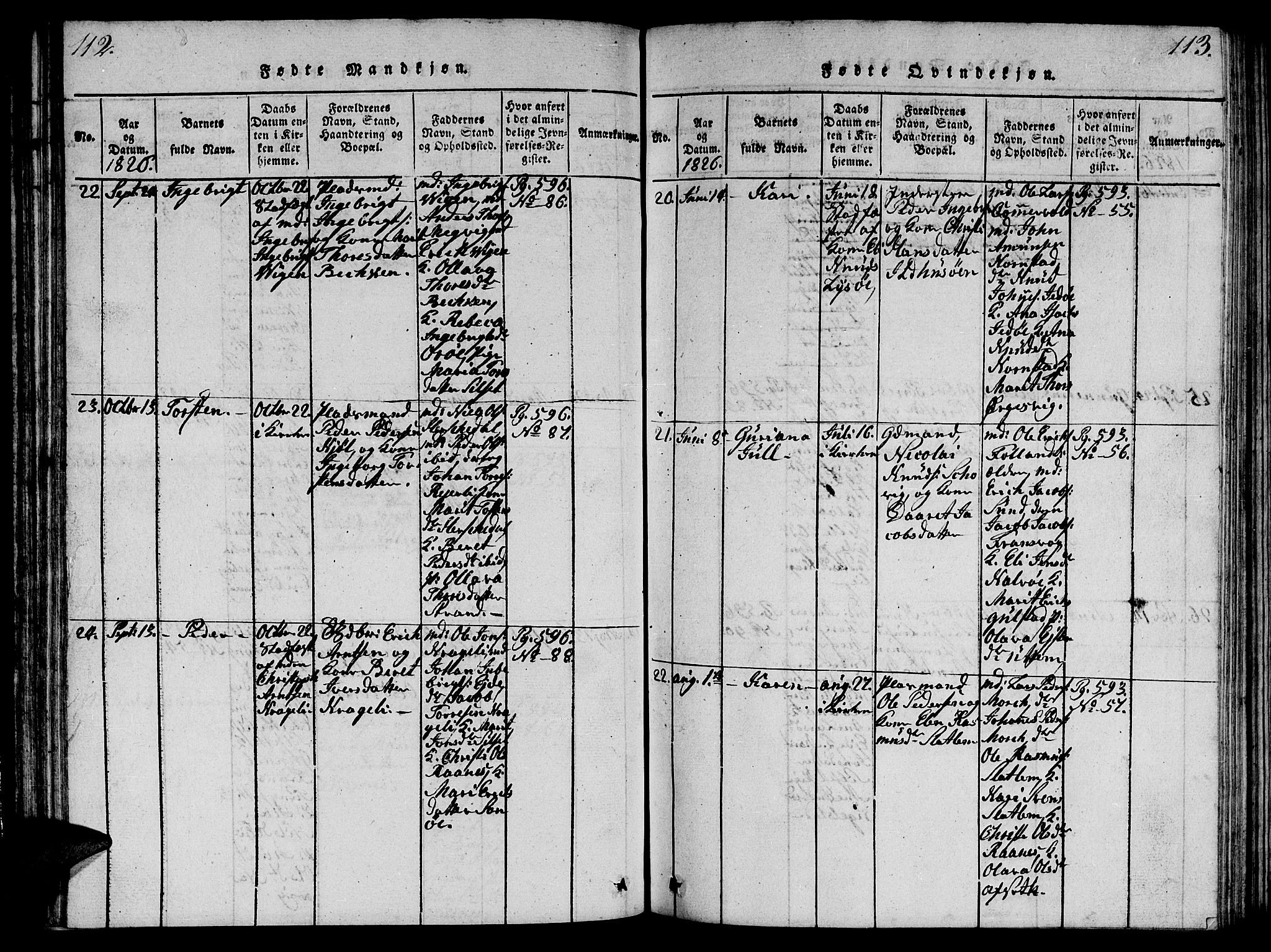 Ministerialprotokoller, klokkerbøker og fødselsregistre - Møre og Romsdal, AV/SAT-A-1454/570/L0831: Ministerialbok nr. 570A05, 1819-1829, s. 112-113