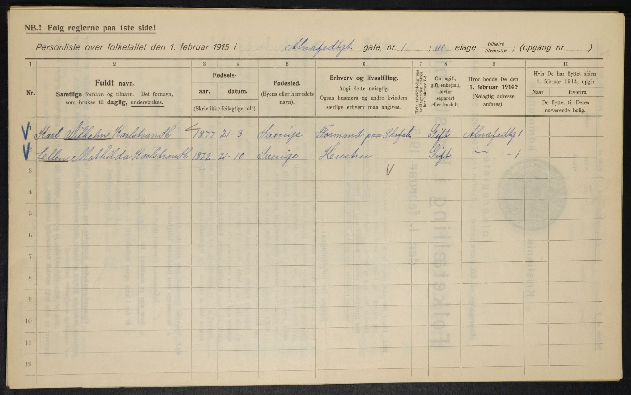 OBA, Kommunal folketelling 1.2.1915 for Kristiania, 1915, s. 979