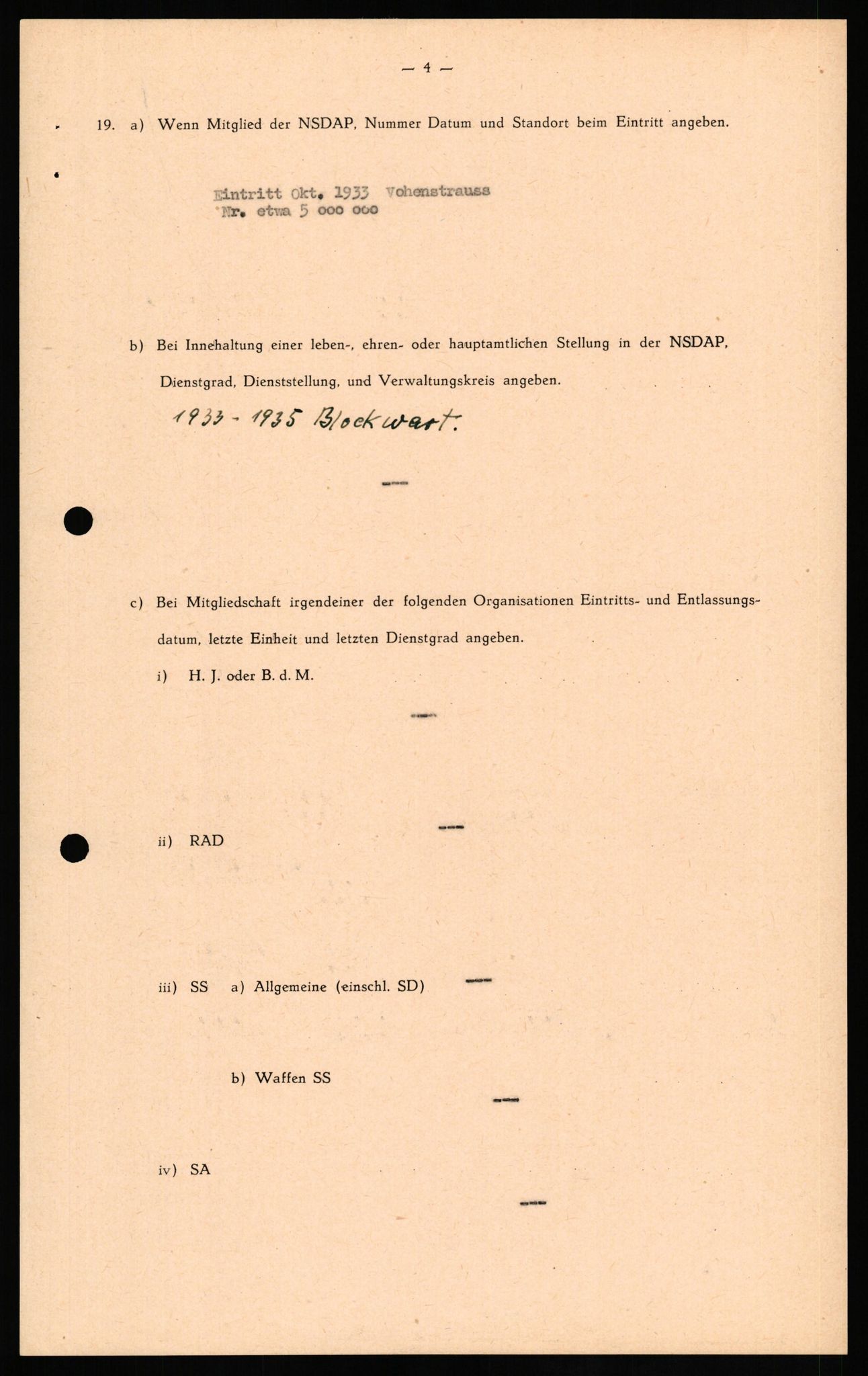 Forsvaret, Forsvarets overkommando II, RA/RAFA-3915/D/Db/L0017: CI Questionaires. Tyske okkupasjonsstyrker i Norge. Tyskere., 1945-1946, s. 426