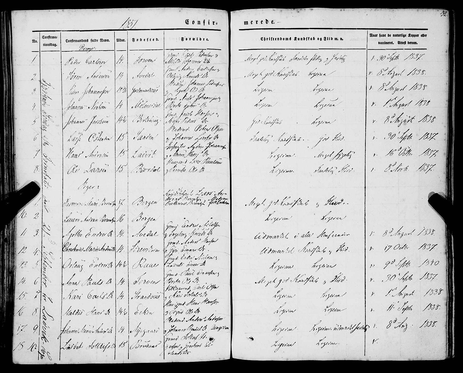 Lavik sokneprestembete, AV/SAB-A-80901: Ministerialbok nr. A 3, 1843-1863, s. 32