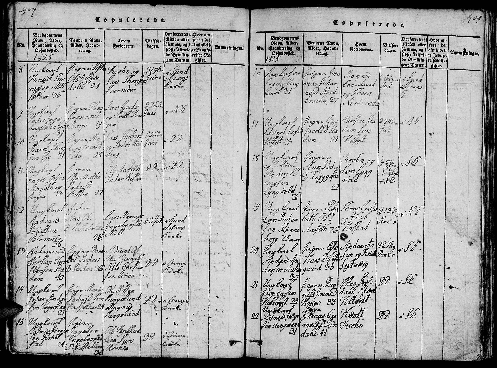 Ministerialprotokoller, klokkerbøker og fødselsregistre - Møre og Romsdal, AV/SAT-A-1454/519/L0260: Klokkerbok nr. 519C01, 1817-1829, s. 404-405