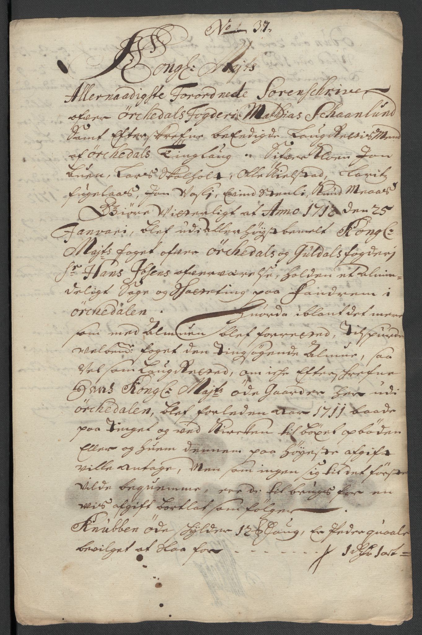 Rentekammeret inntil 1814, Reviderte regnskaper, Fogderegnskap, RA/EA-4092/R60/L3962: Fogderegnskap Orkdal og Gauldal, 1711, s. 281