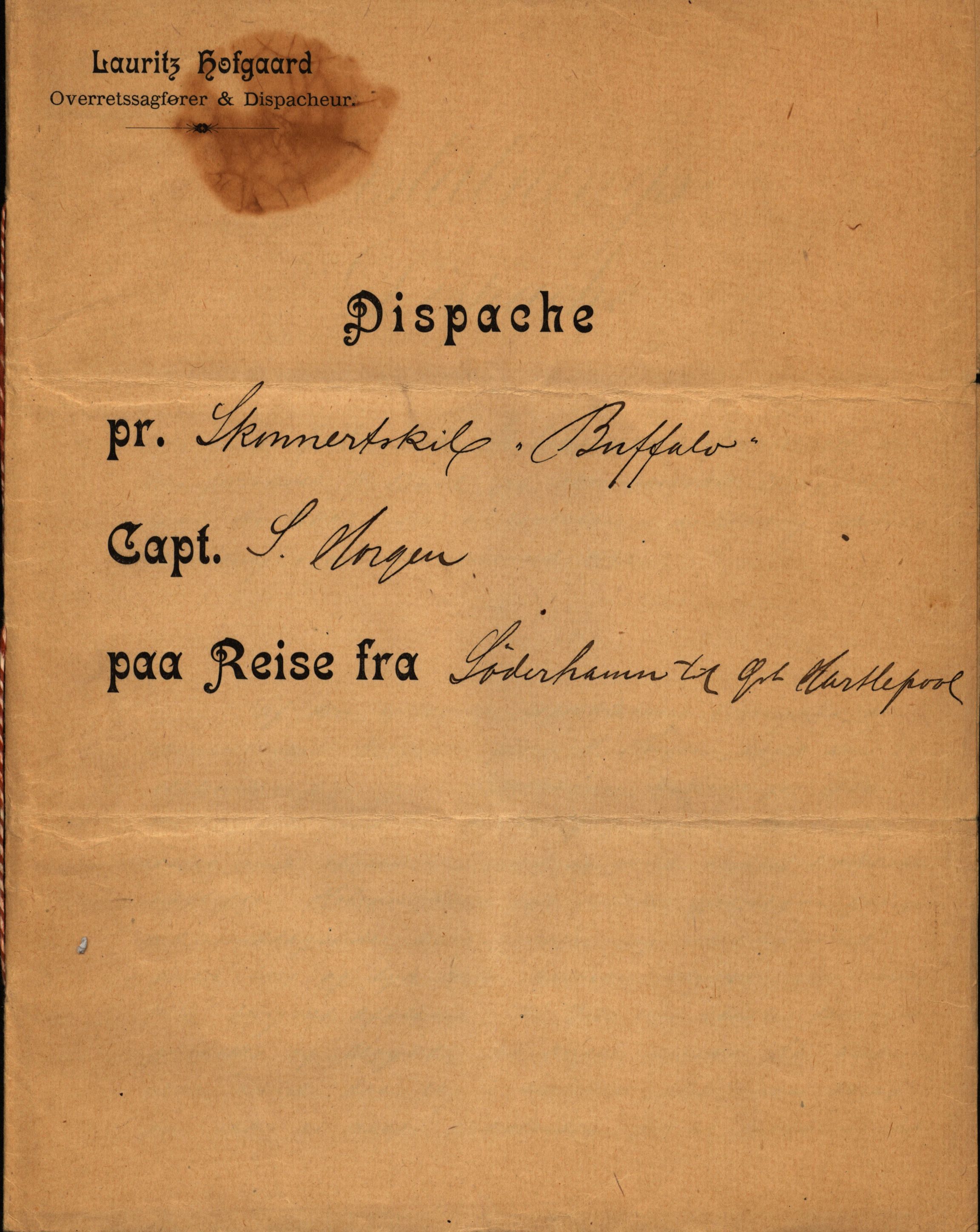 Pa 63 - Østlandske skibsassuranceforening, VEMU/A-1079/G/Ga/L0029/0009: Havaridokumenter / Anette, Agathe, Agra, Buffalo, 1893, s. 14